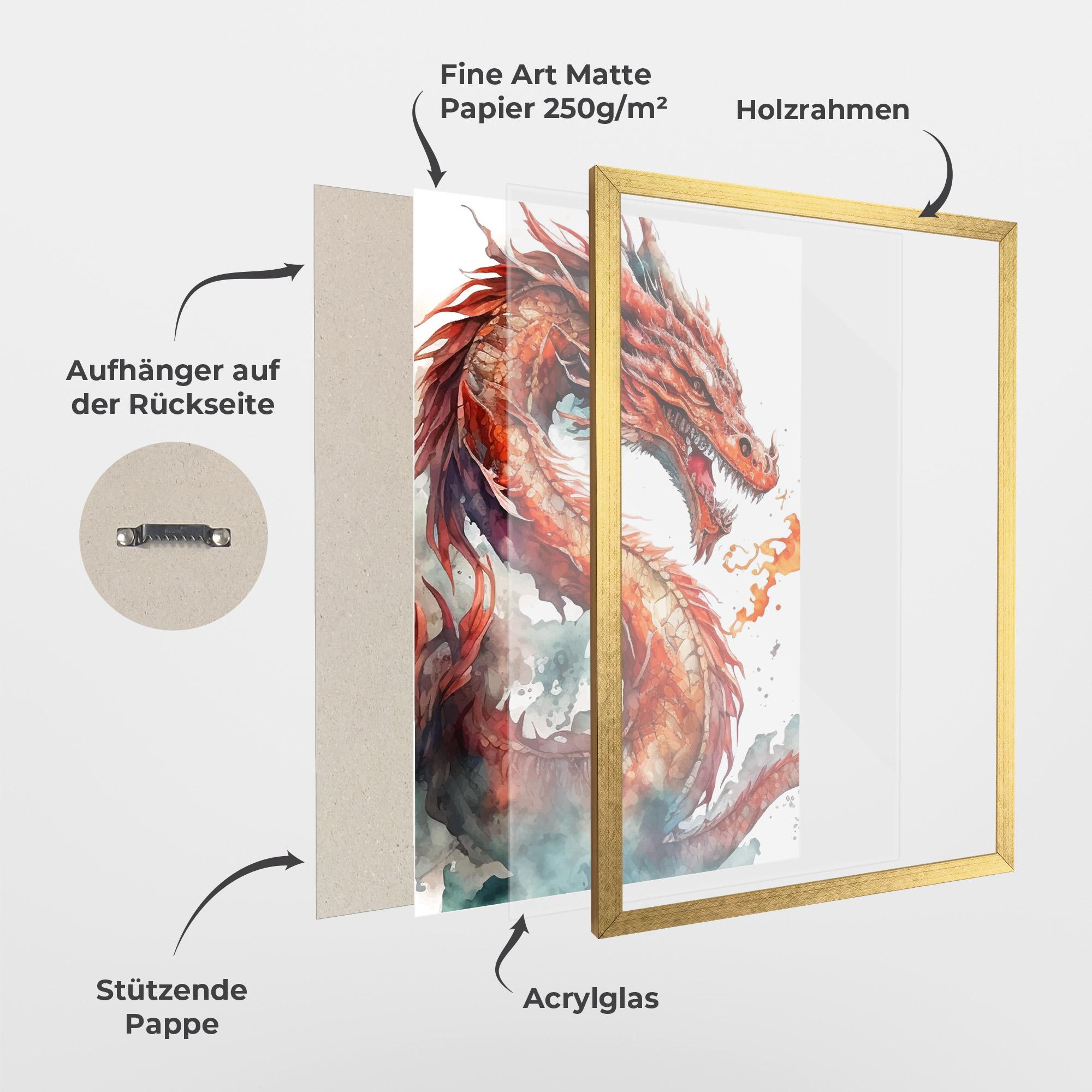 Gerahmte Poster Fire Dragon mockup 1