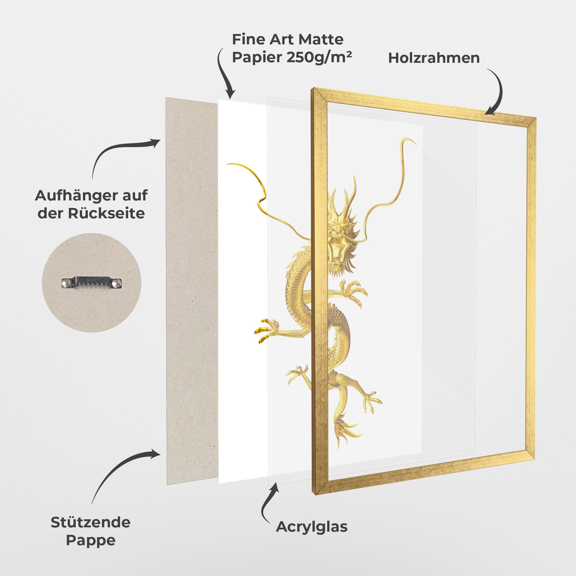 Gerahmte Poster Golden Dragon mockup 1
