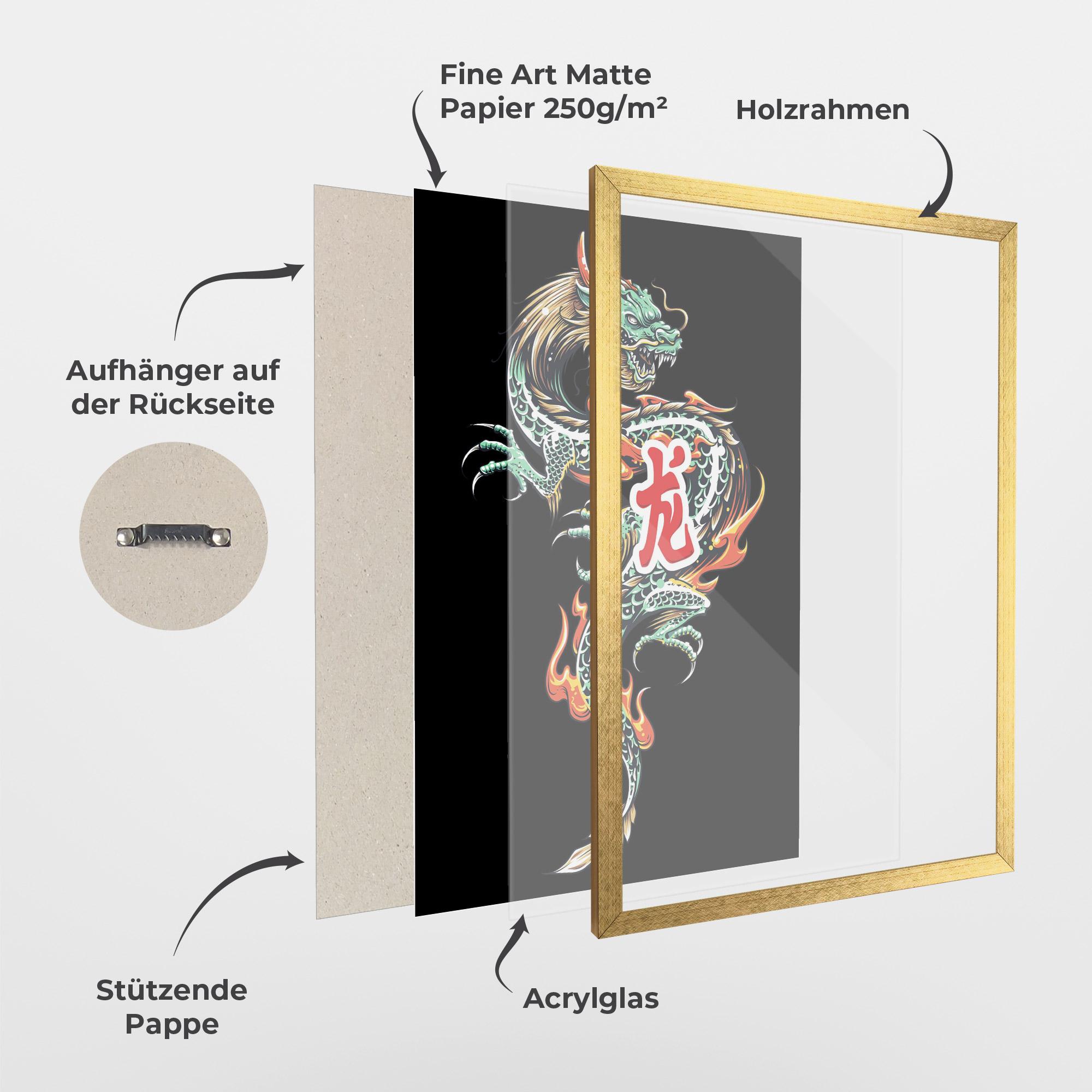 Gerahmte Poster Green Fire Dragon mockup 1