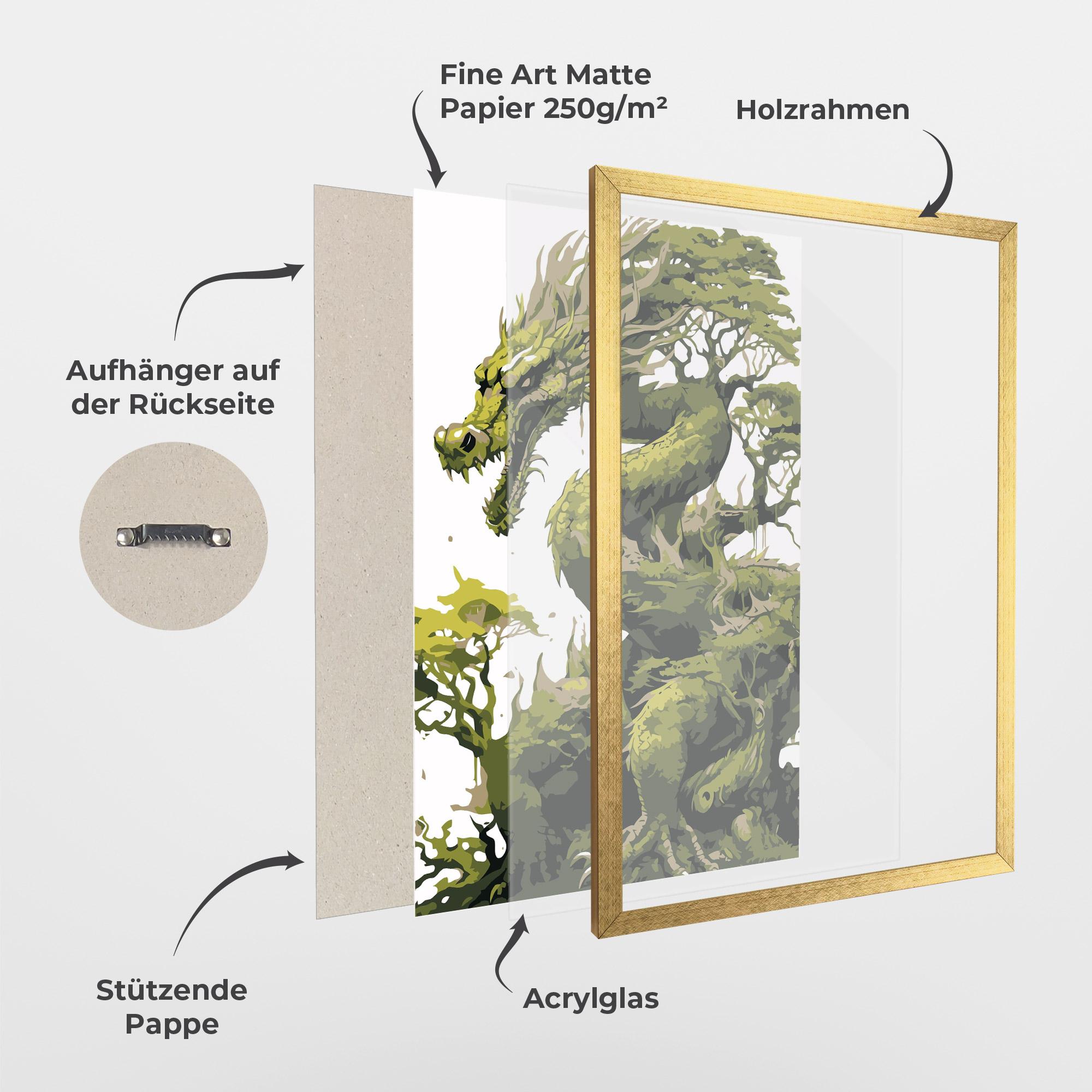 Gerahmte Poster Green Nature Dragon mockup 1
