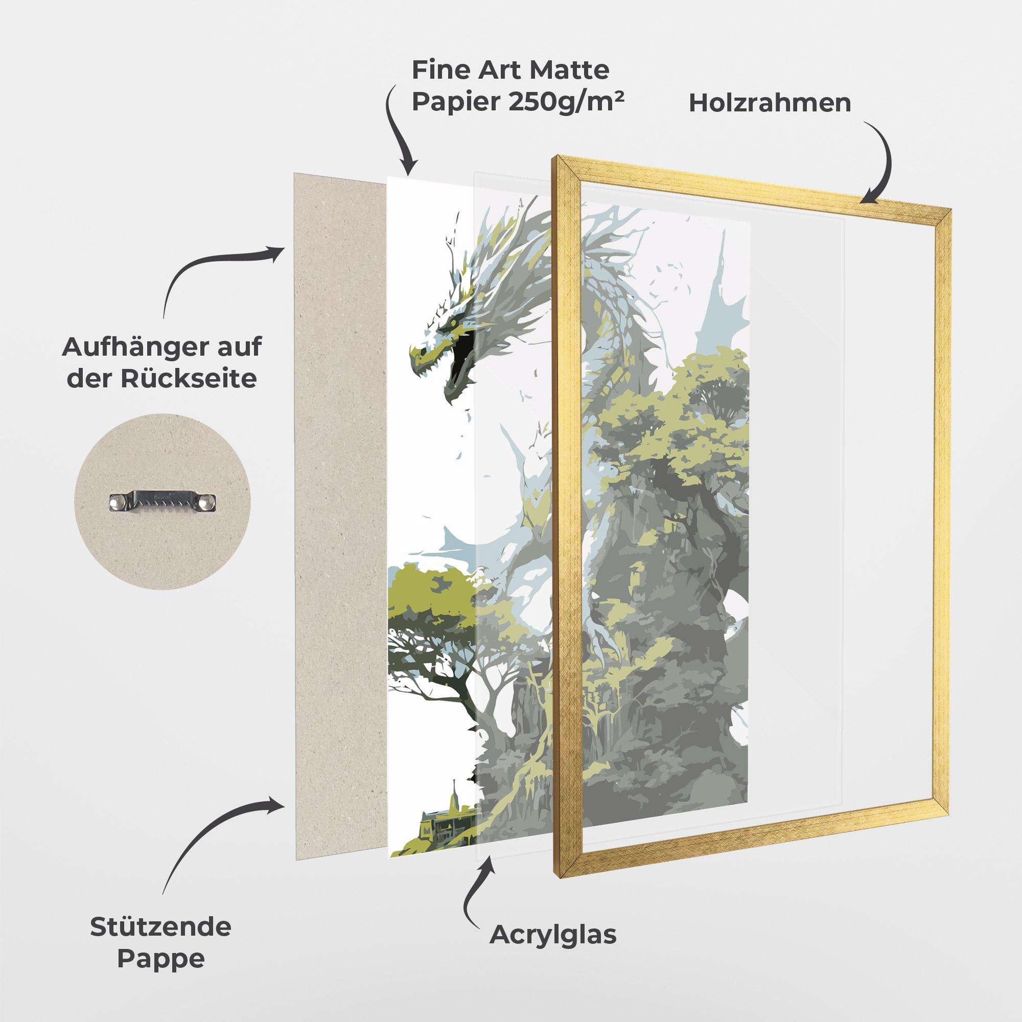 Gerahmte Poster Grey Nature Dragon mockup 1