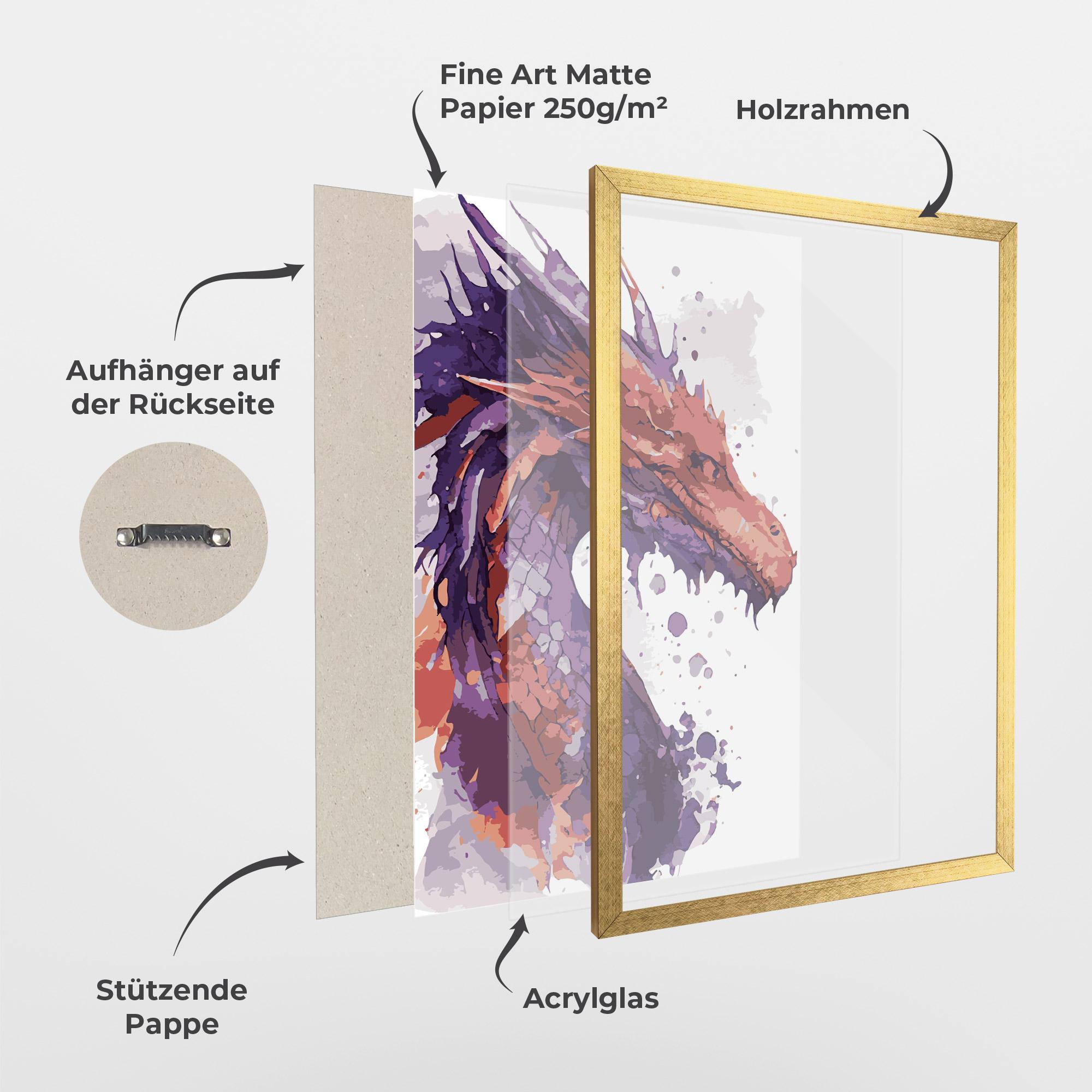 Gerahmte Poster Orange Purple Dragon mockup 1