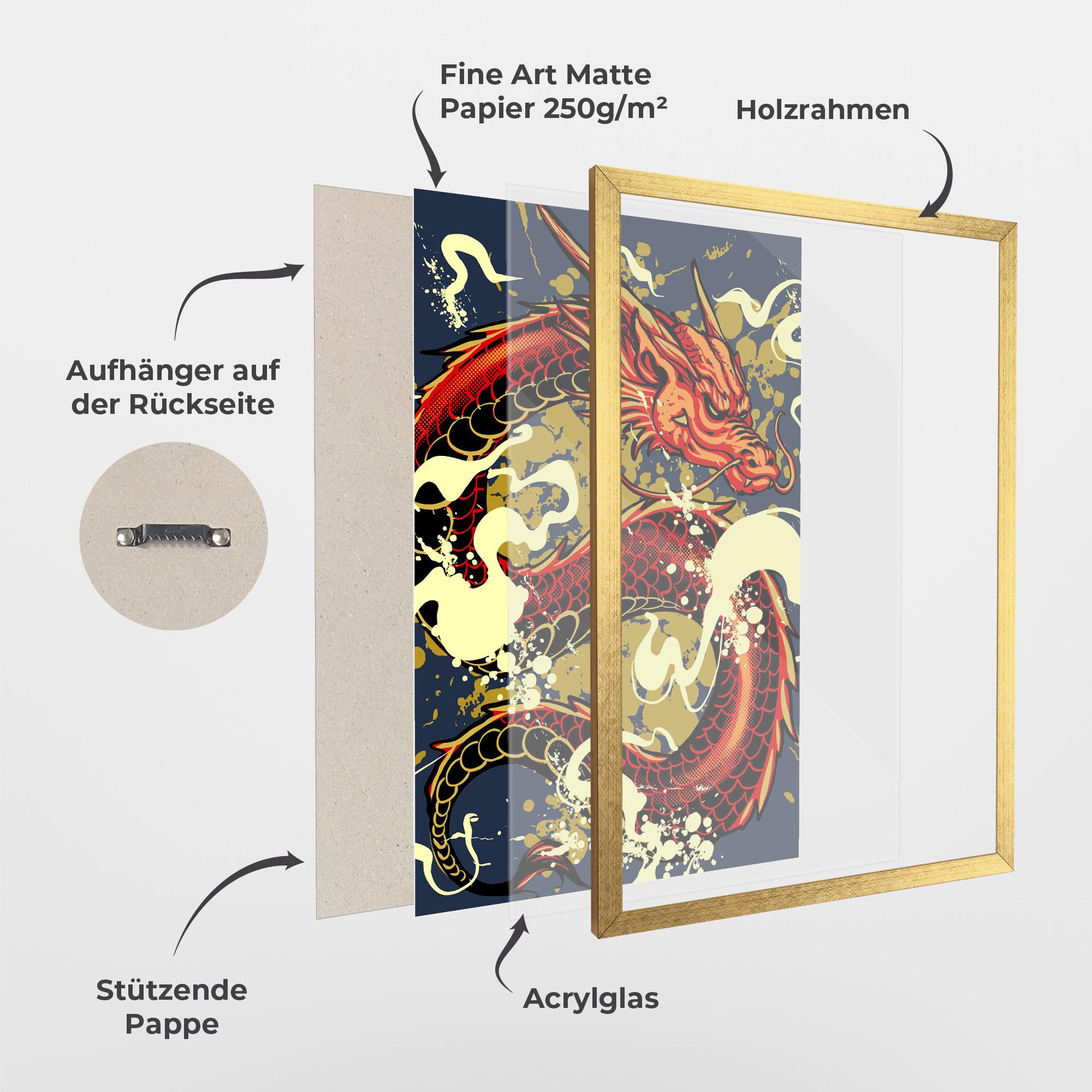 Gerahmte Poster Red Cream Dragon mockup 1