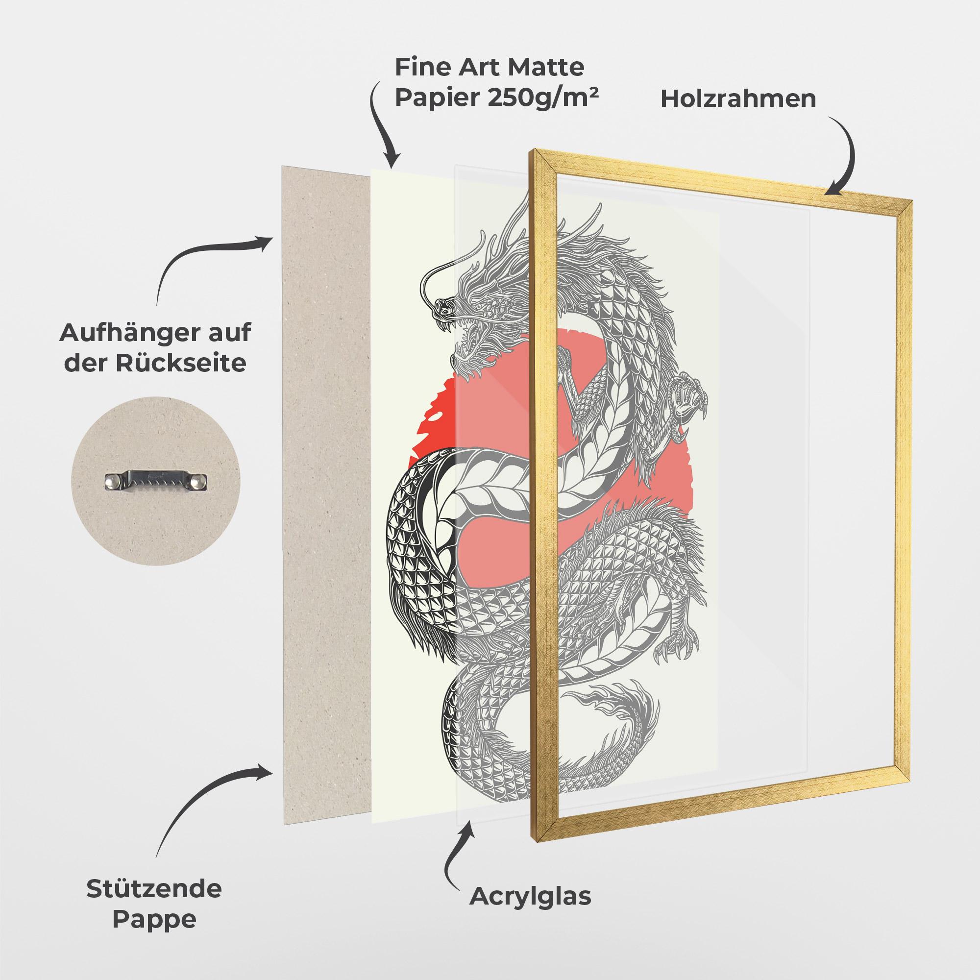 Gerahmte Poster Red Moon Dragon mockup 1