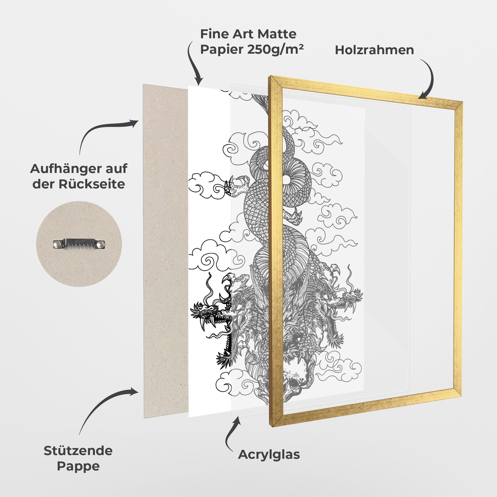 Gerahmte Poster Skull Dragon mockup 1