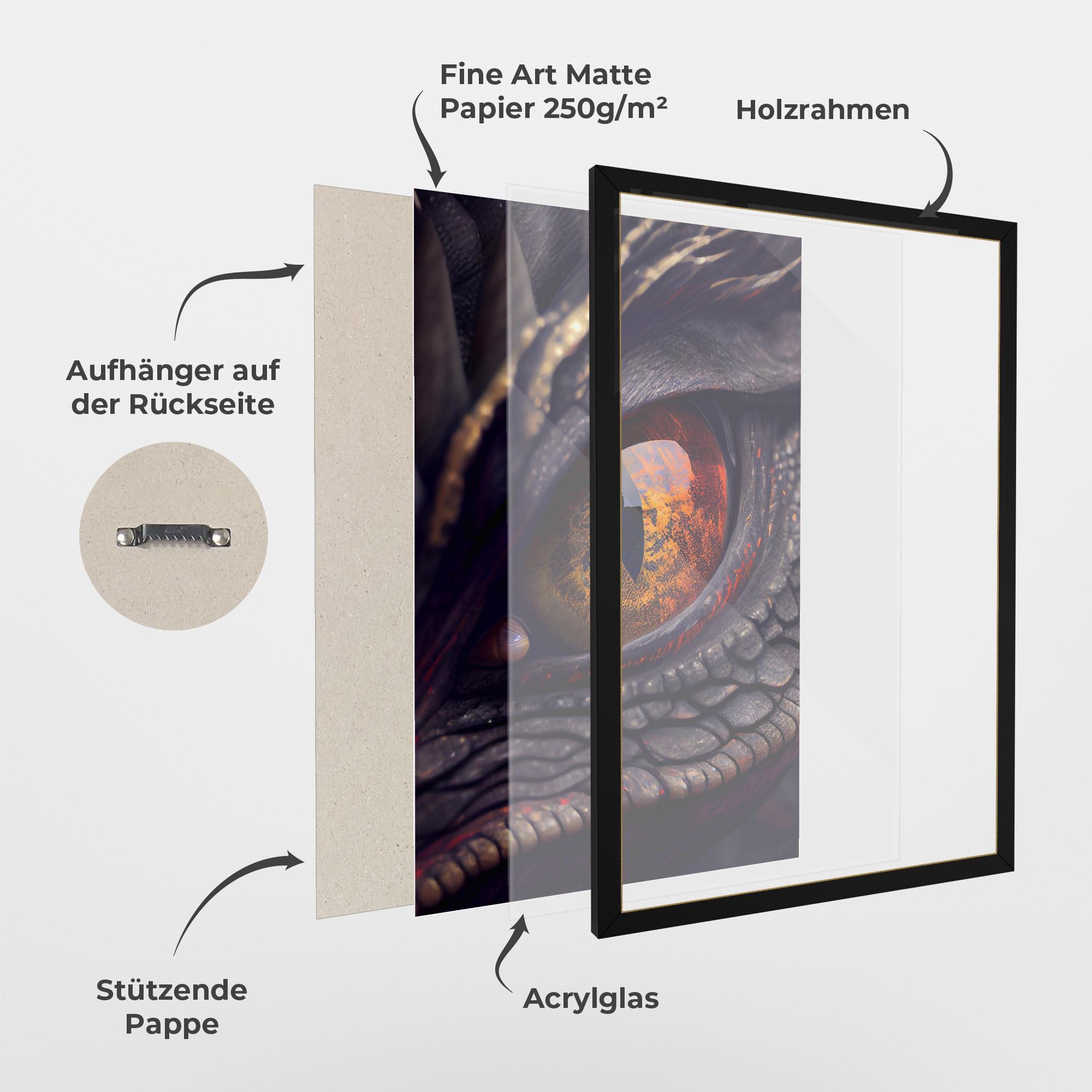 Gerahmte Poster Close Up Red Eye Dragon mockup 1