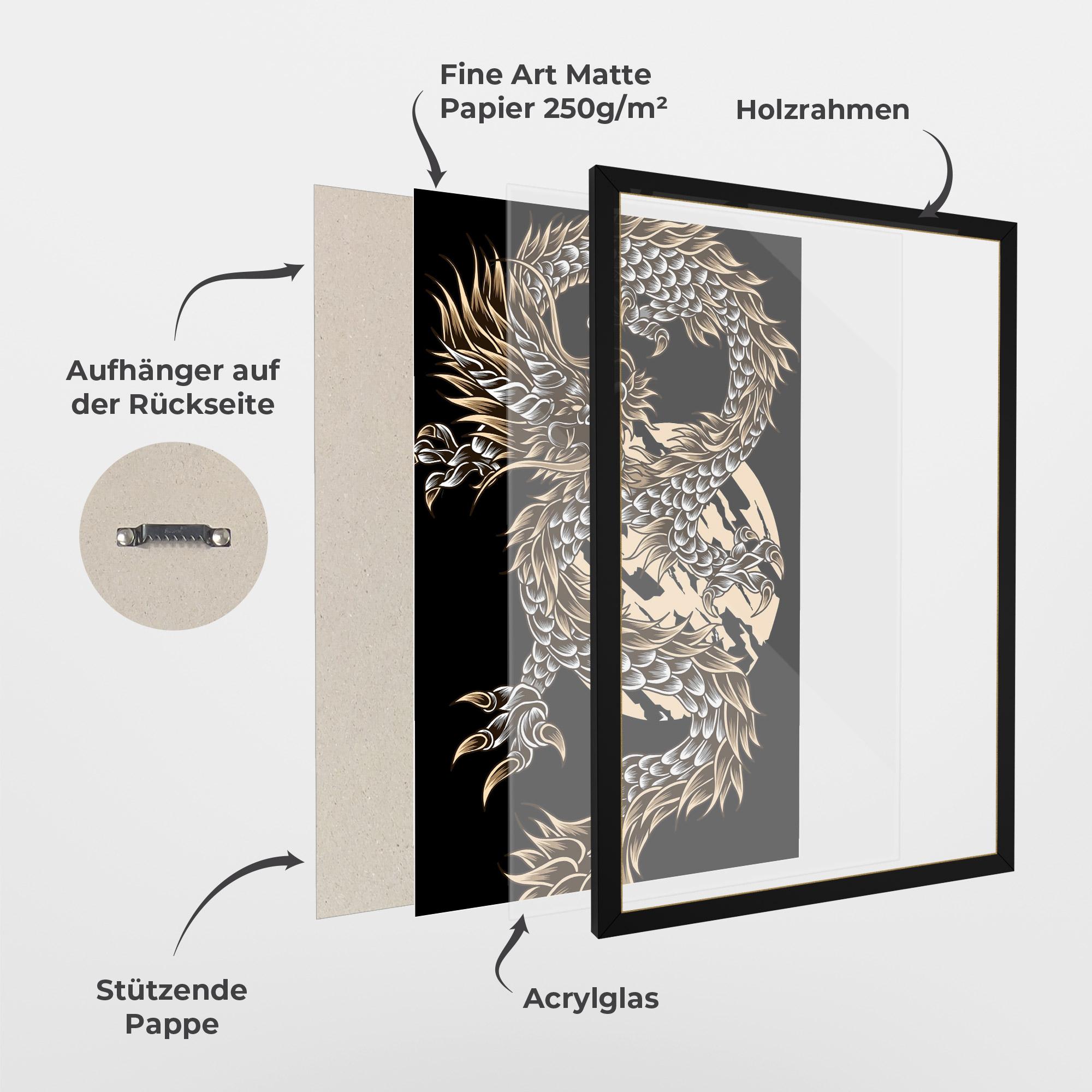 Gerahmte Poster Cream Moon Dragon mockup 1