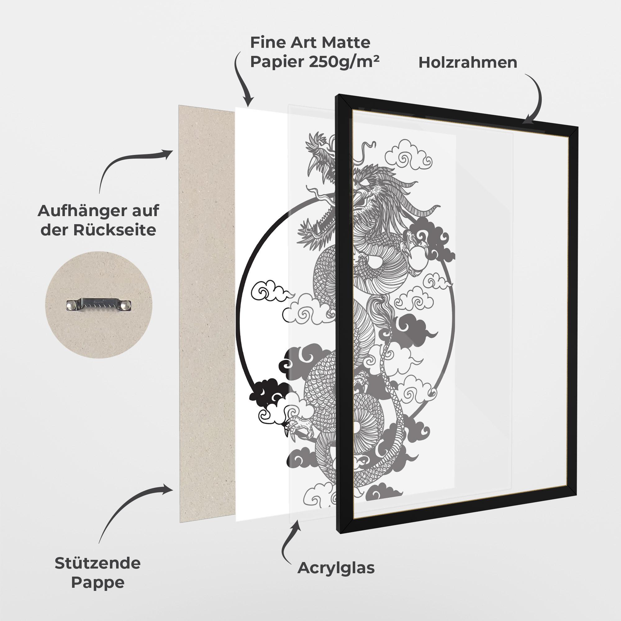Gerahmte Poster Dragon Circle 01 mockup 1