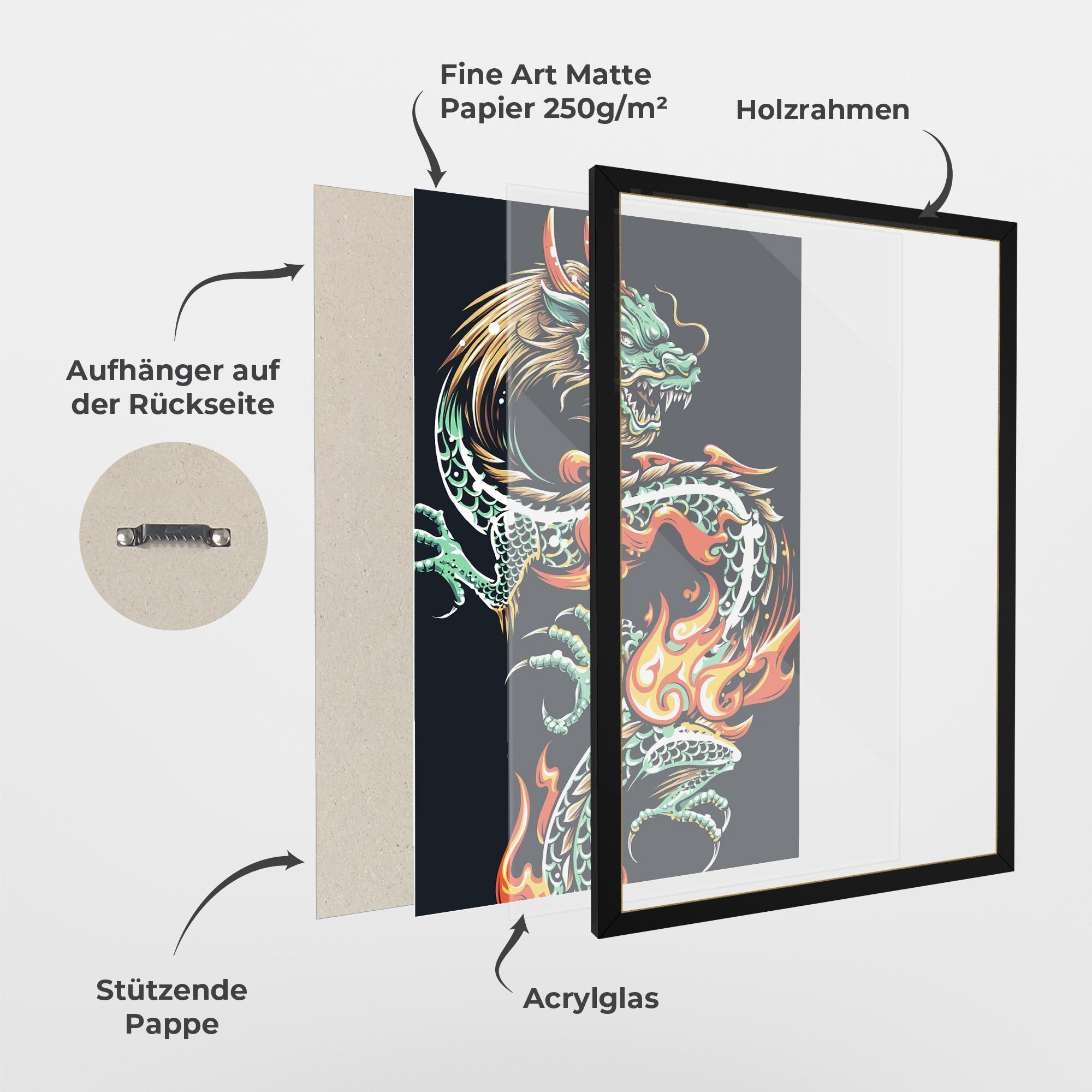 Gerahmte Poster Dragon Green mockup 1