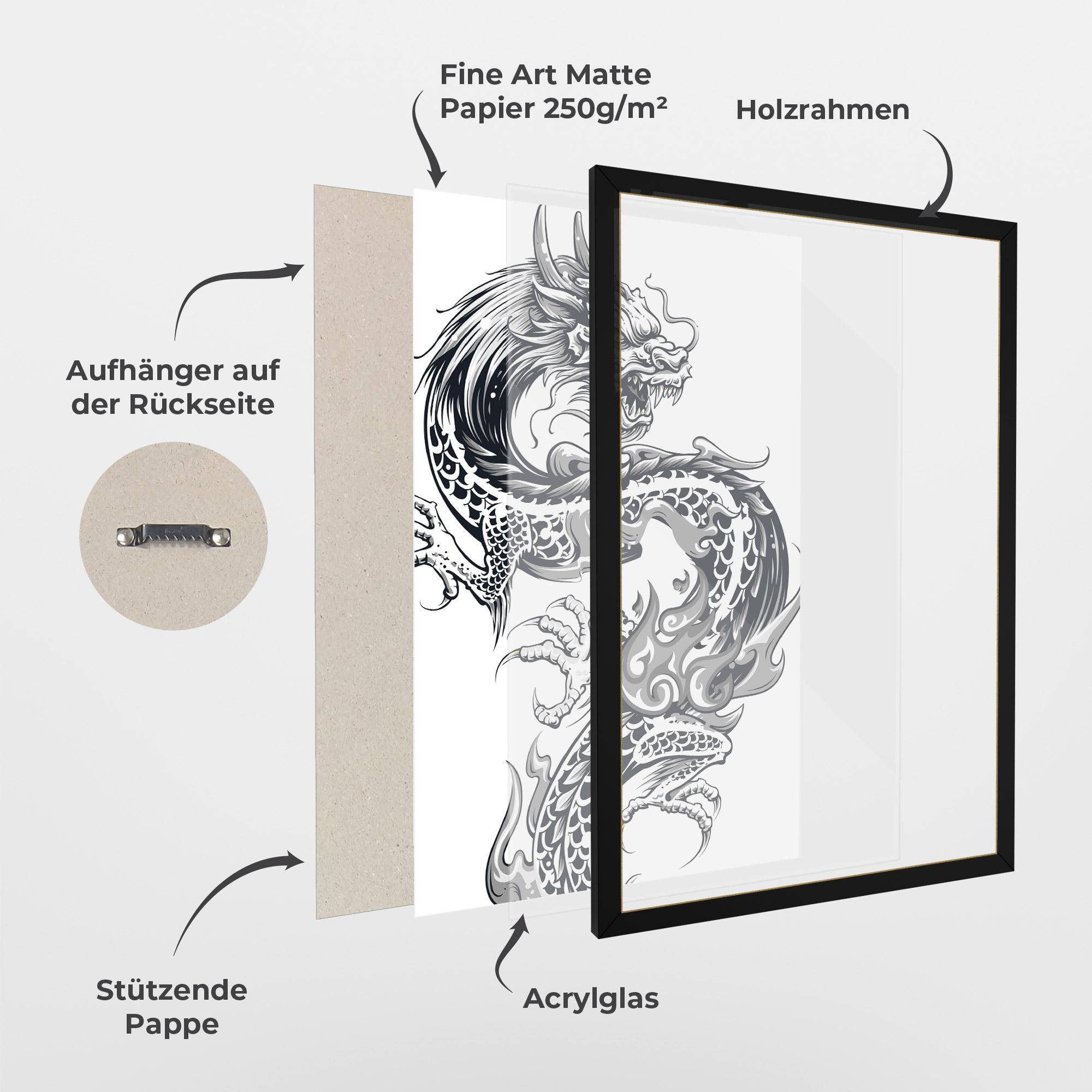 Gerahmte Poster Dragon Line mockup 1