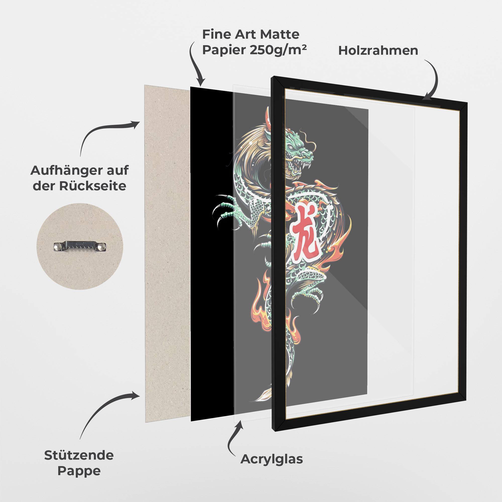 Gerahmte Poster Green Fire Dragon mockup 1