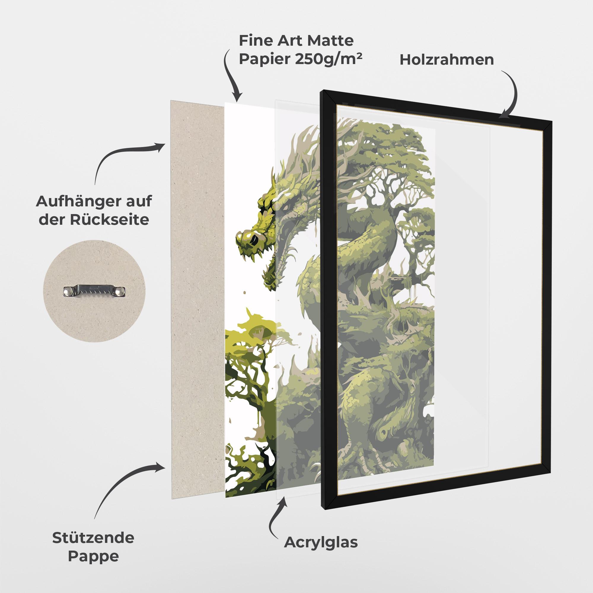 Gerahmte Poster Green Nature Dragon mockup 1