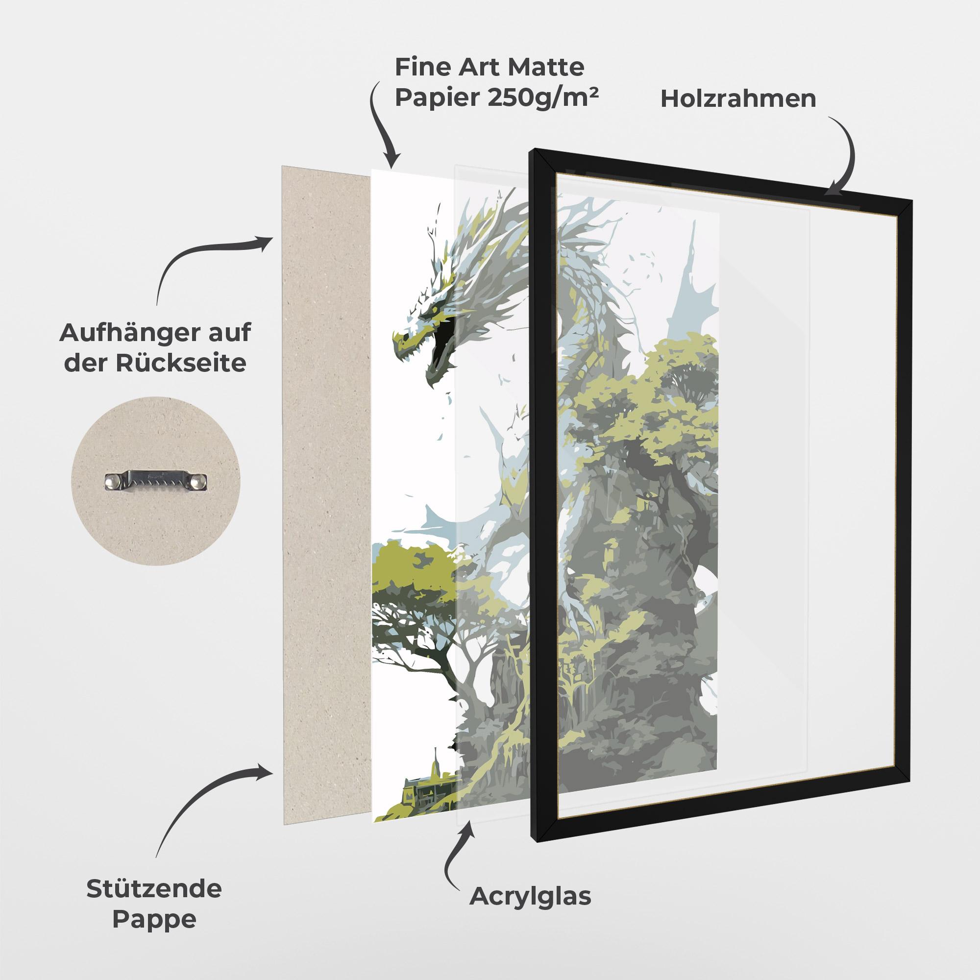 Gerahmte Poster Grey Nature Dragon mockup 1
