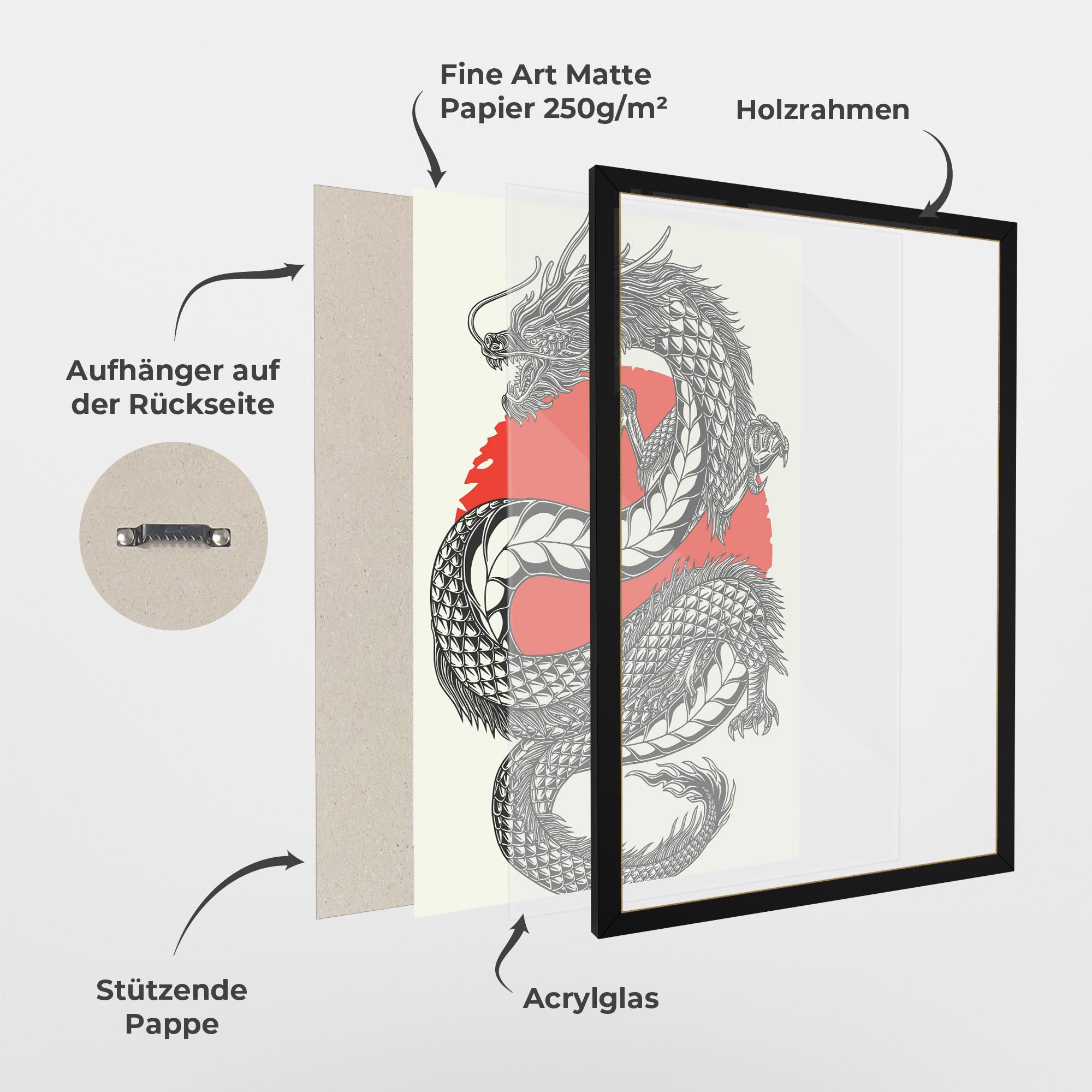 Gerahmte Poster Red Moon Dragon mockup 1