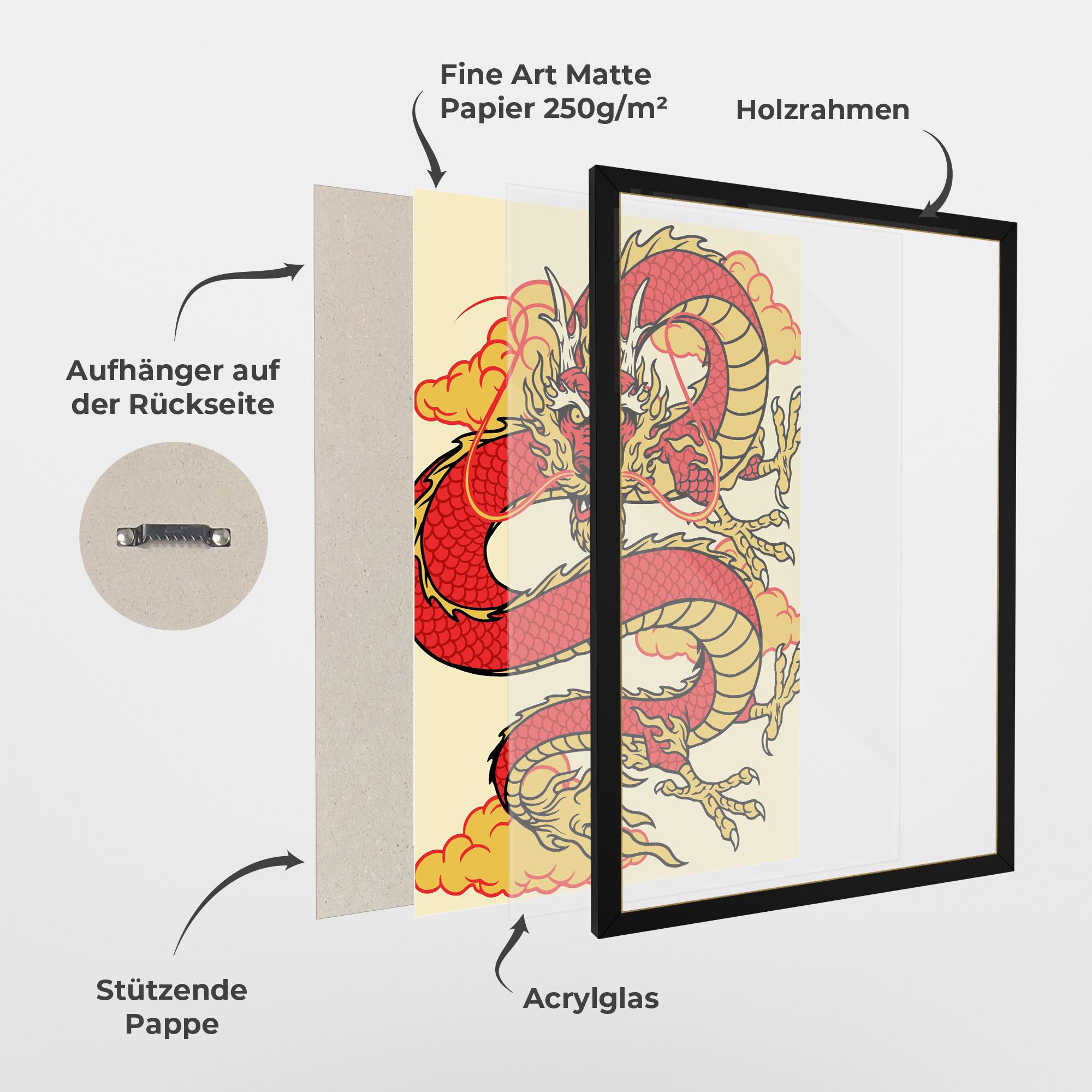 Gerahmte Poster Red Yellow Dragon mockup 1