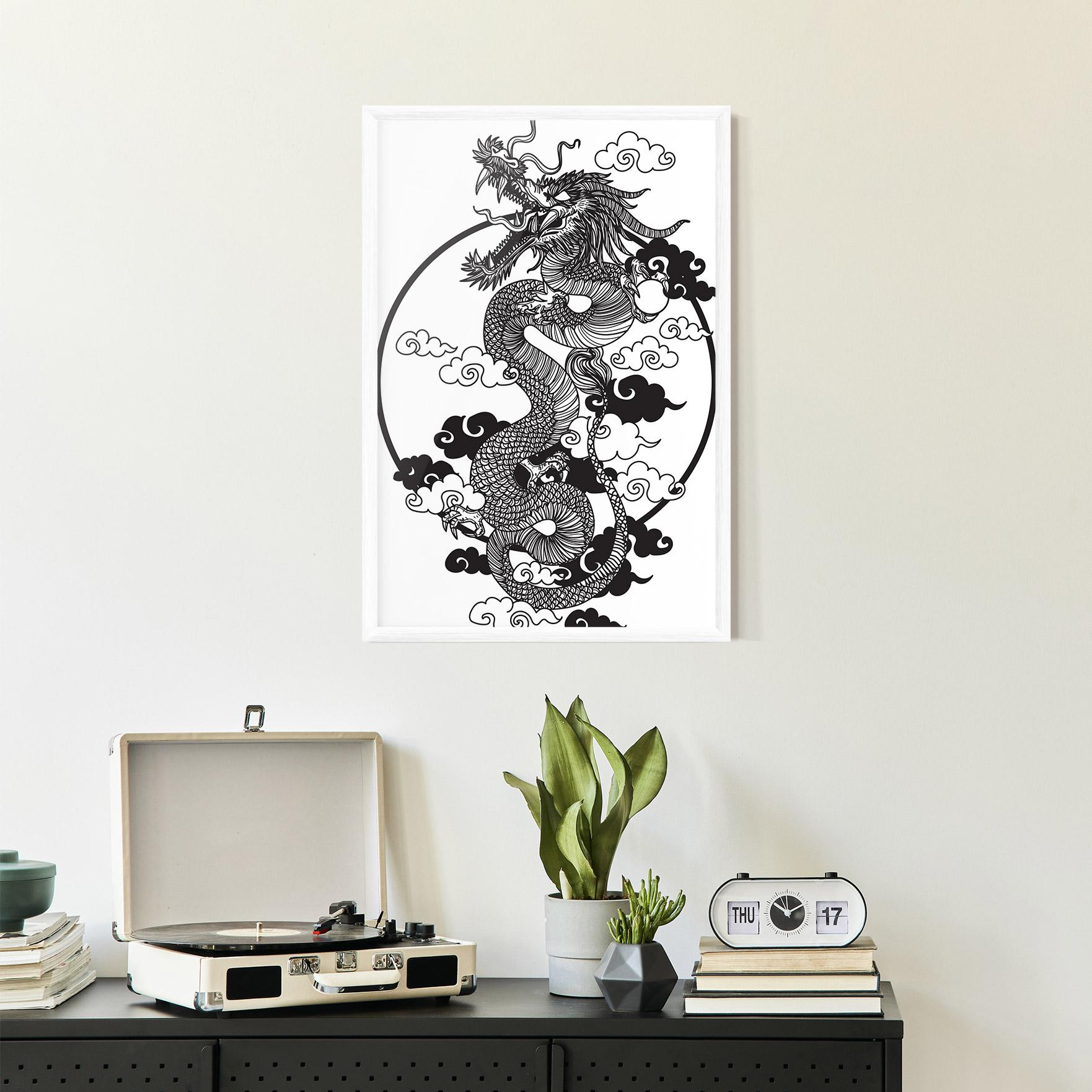 Gerahmte Poster Dragon Circle 01 mockup 2