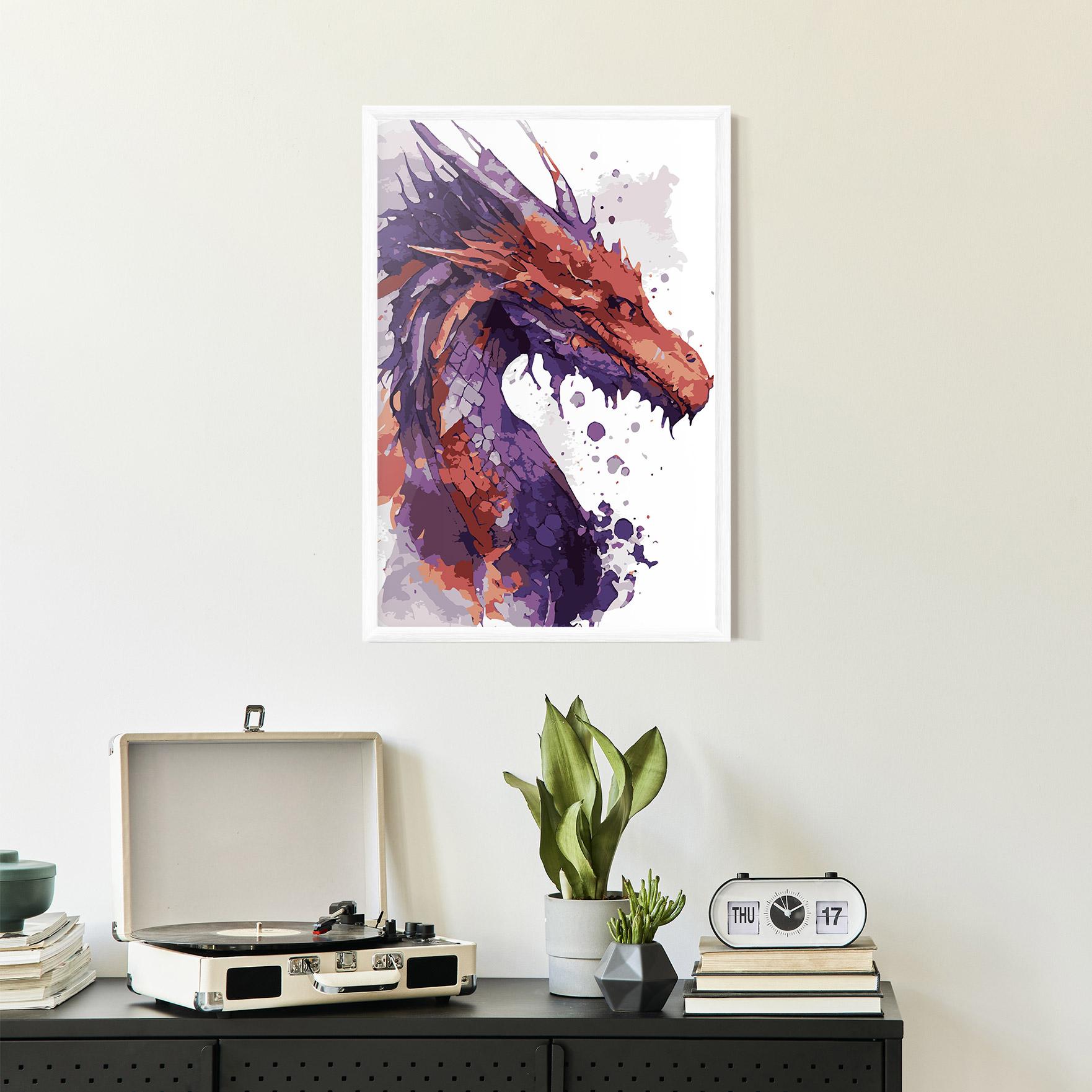 Gerahmte Poster Orange Purple Dragon mockup 2