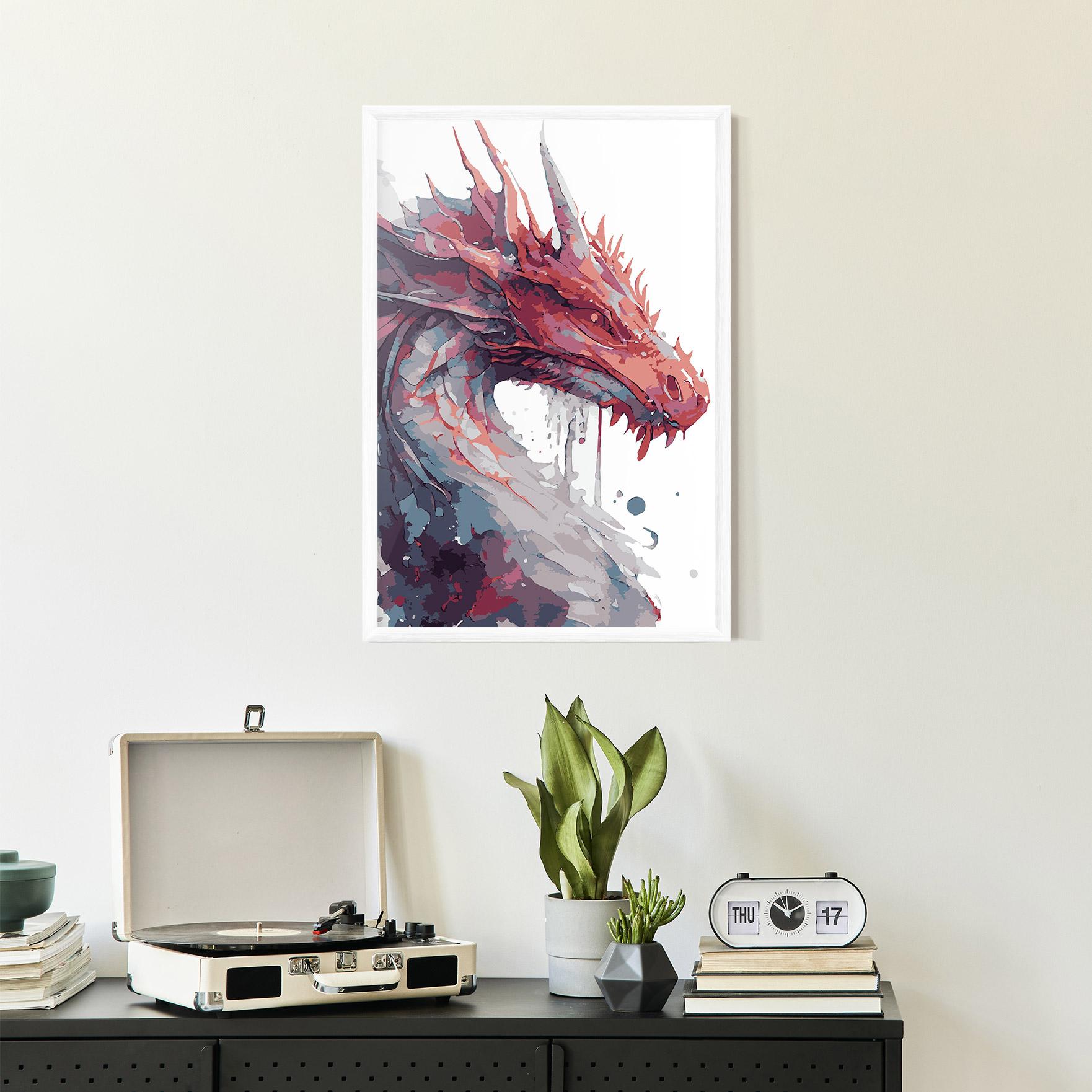 Gerahmte Poster Red Blue Dragon mockup 2