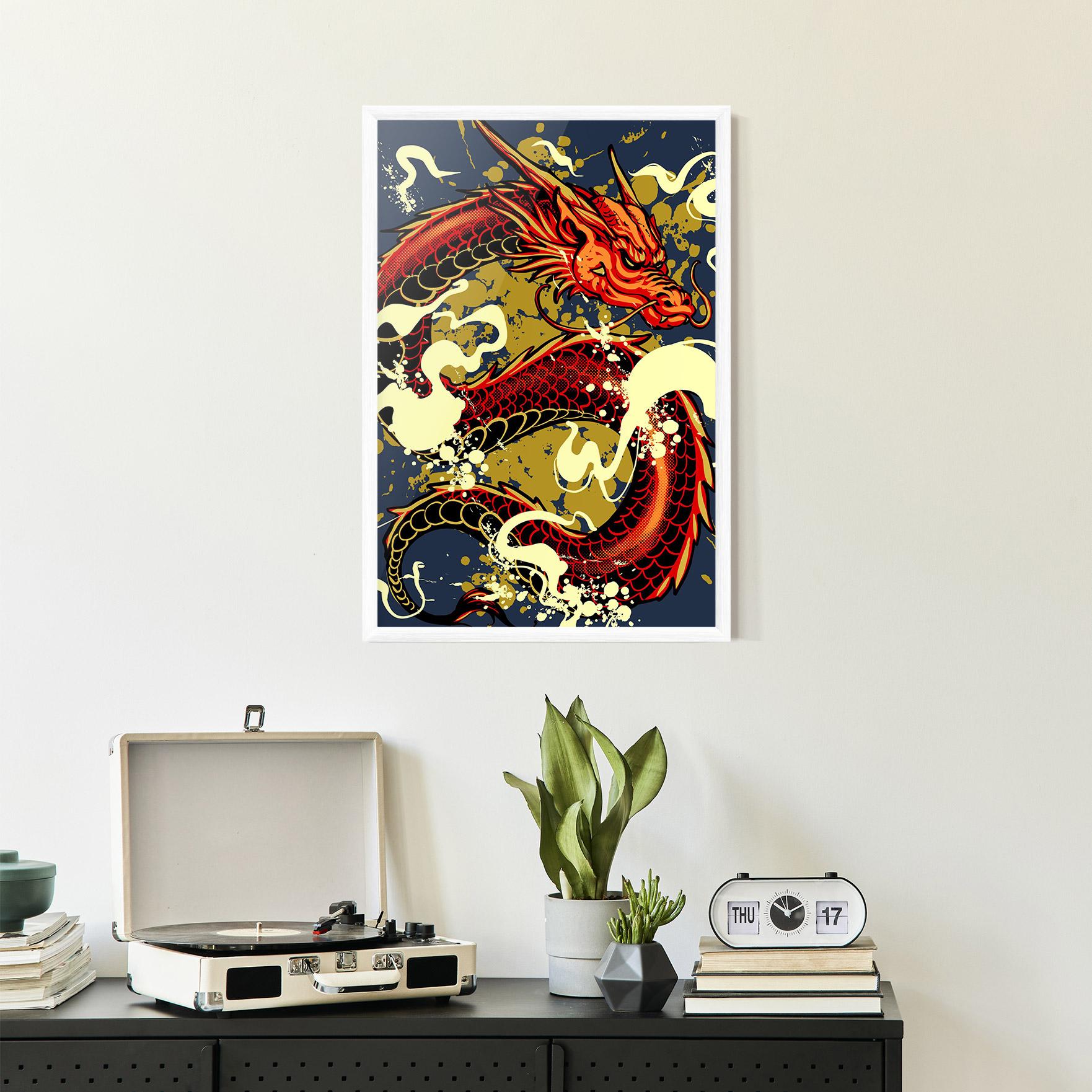 Gerahmte Poster Red Cream Dragon mockup 2