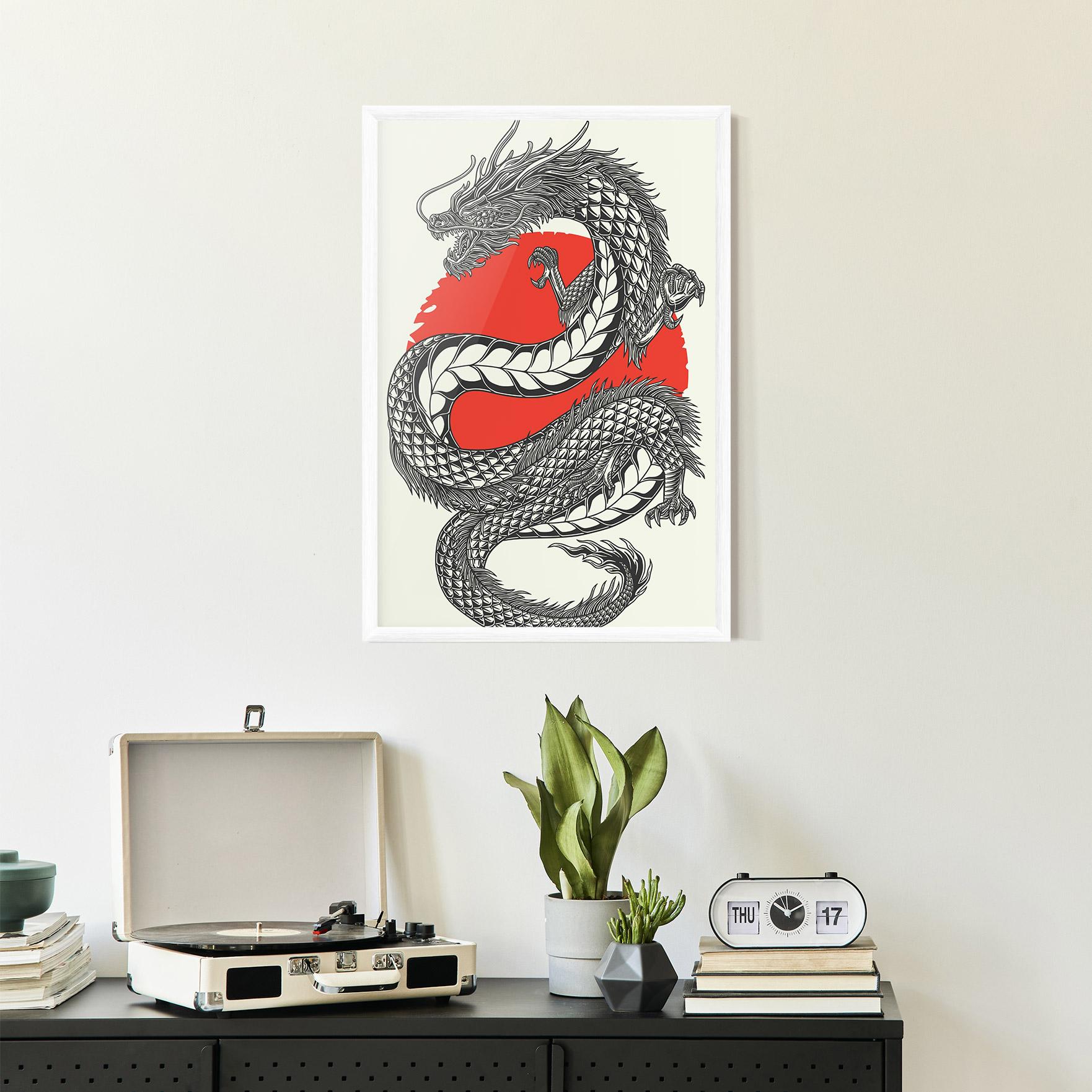 Gerahmte Poster Red Moon Dragon mockup 2