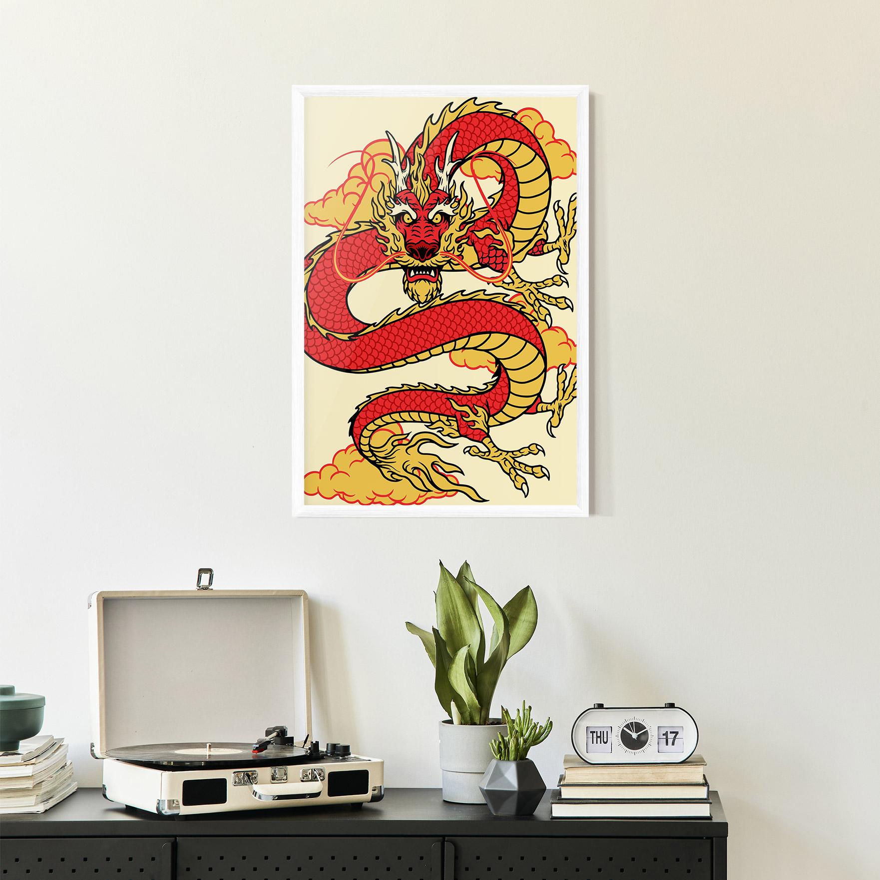 Gerahmte Poster Red Yellow Dragon mockup 2