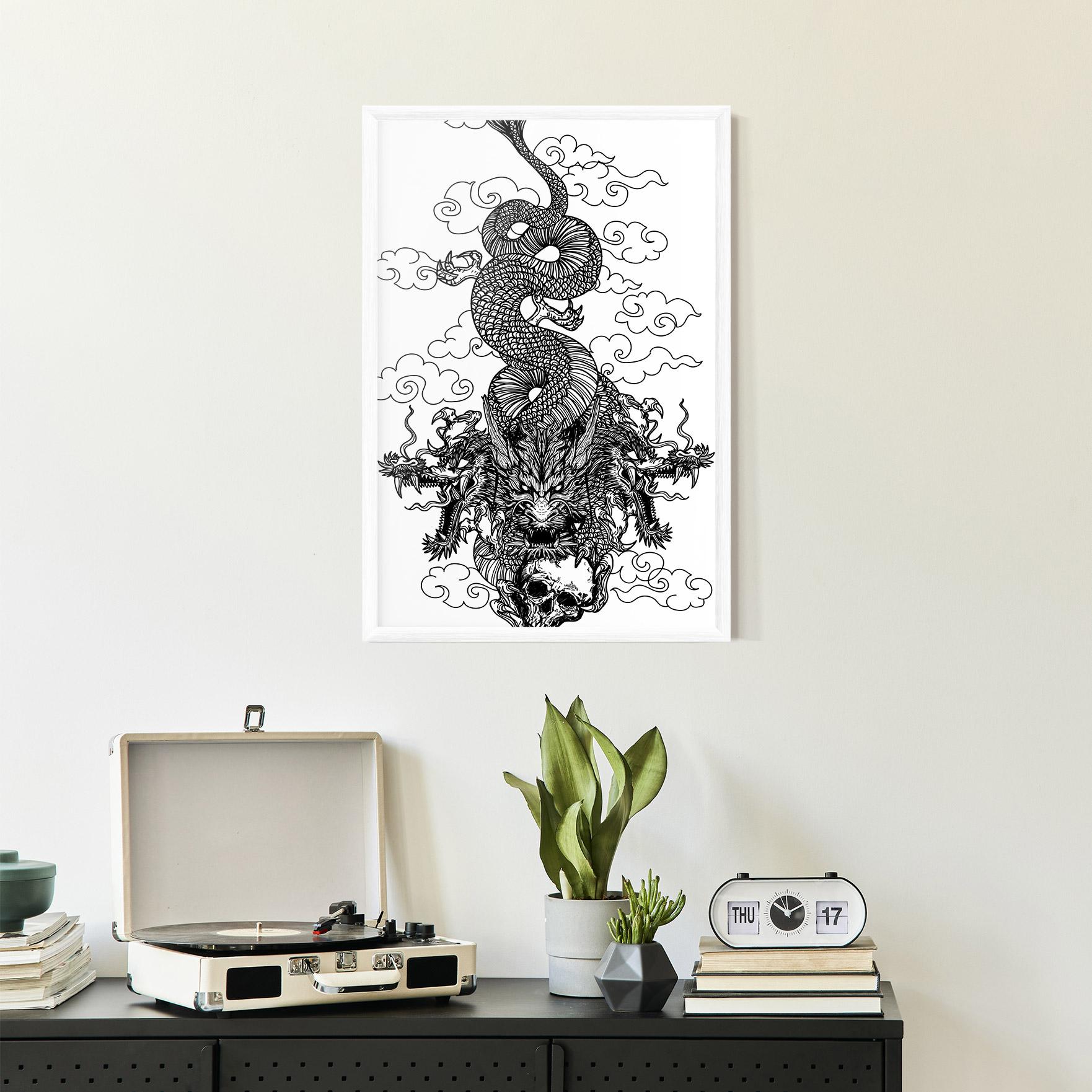 Gerahmte Poster Skull Dragon mockup 2