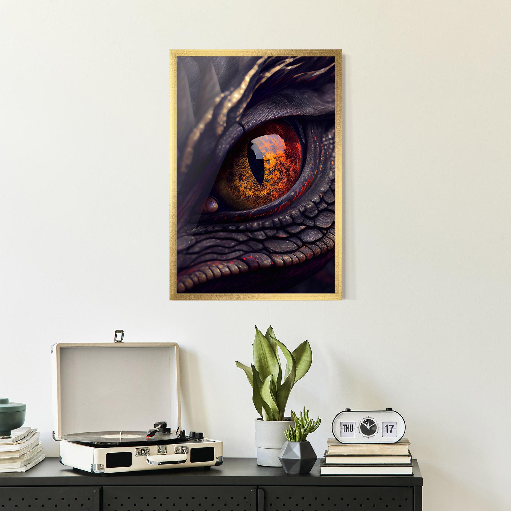 Gerahmte Poster Close Up Red Eye Dragon mockup 2