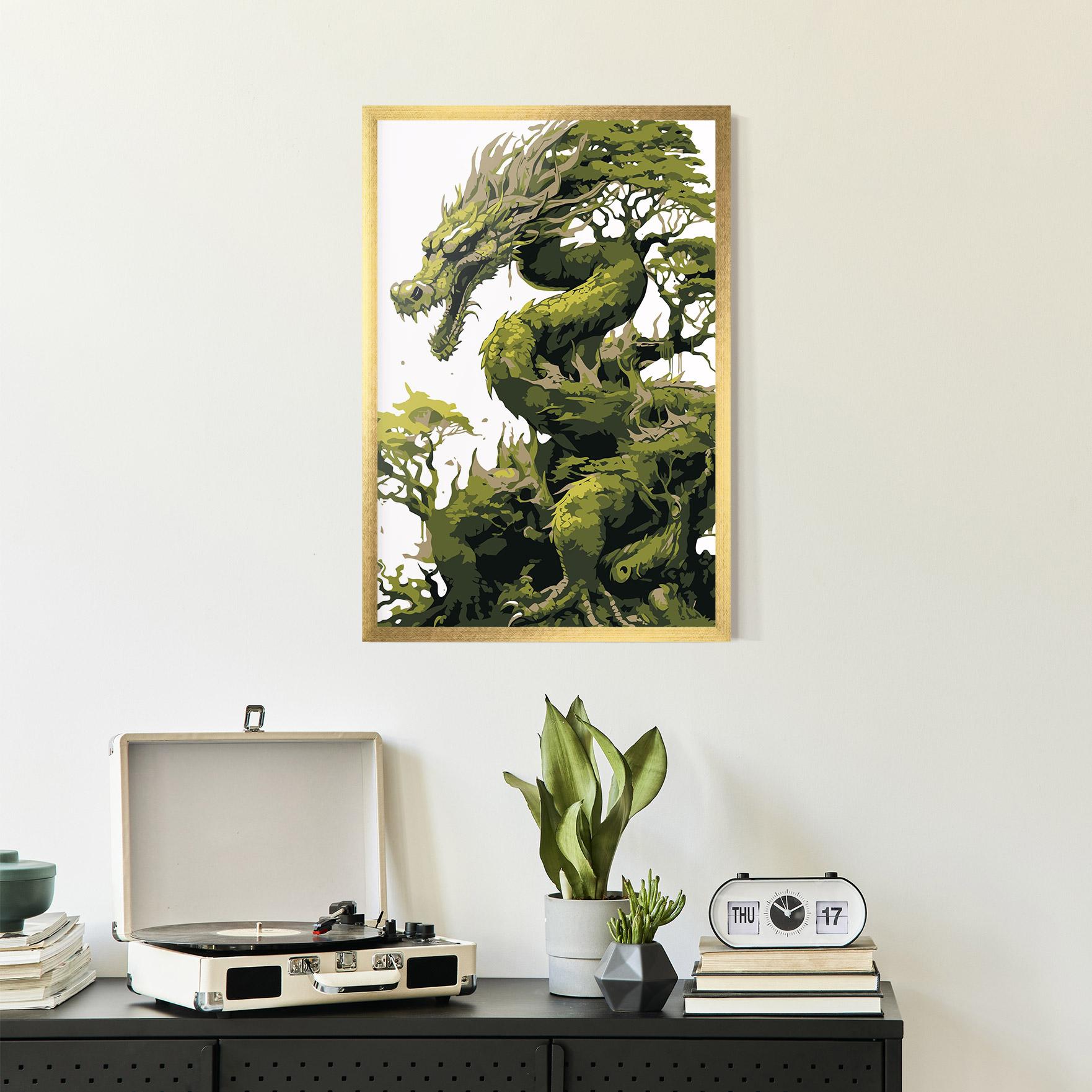 Gerahmte Poster Green Nature Dragon mockup 2
