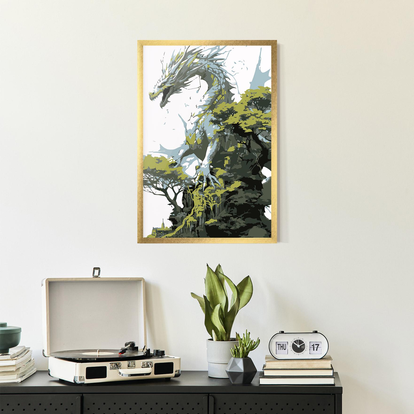 Gerahmte Poster Grey Nature Dragon mockup 2