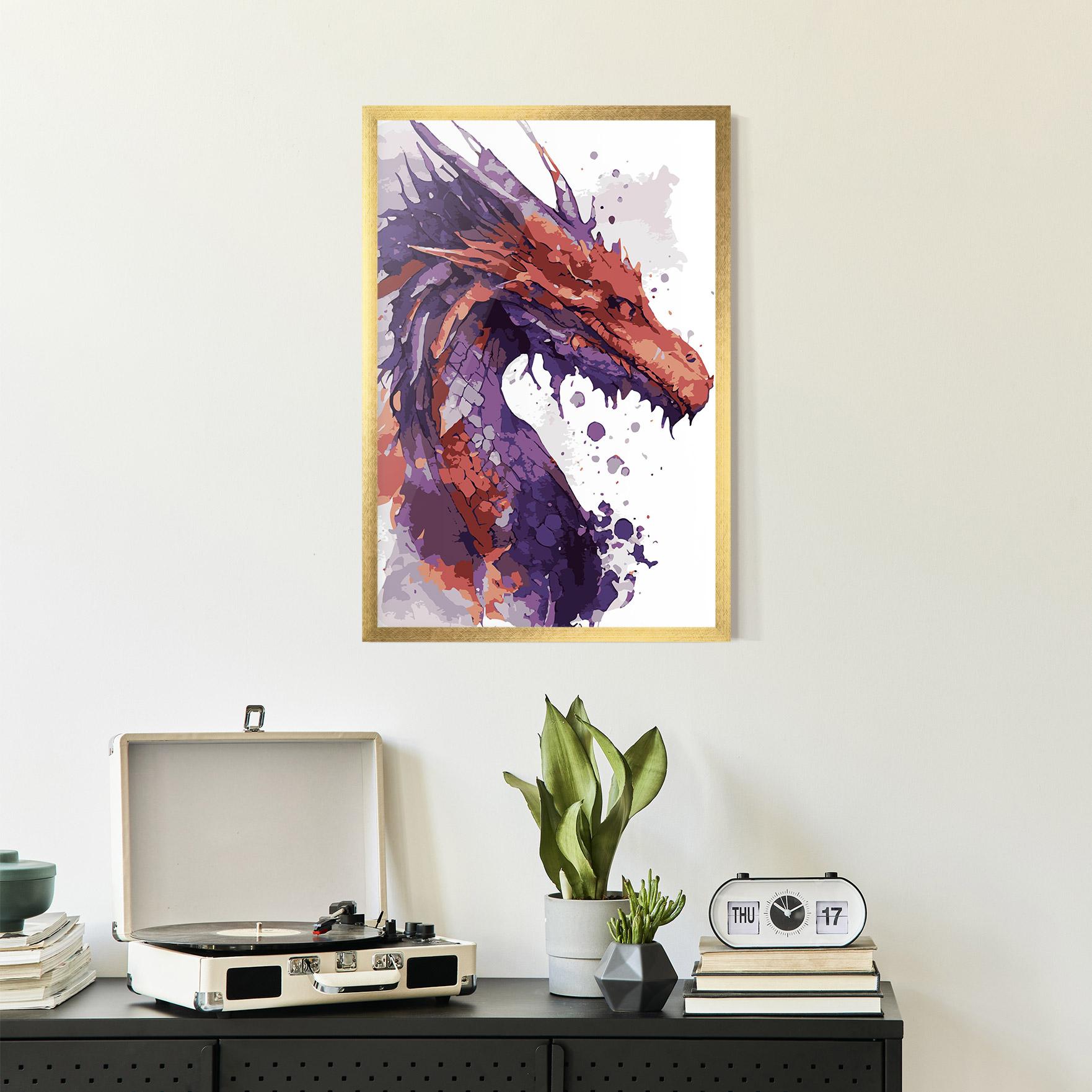 Gerahmte Poster Orange Purple Dragon mockup 2