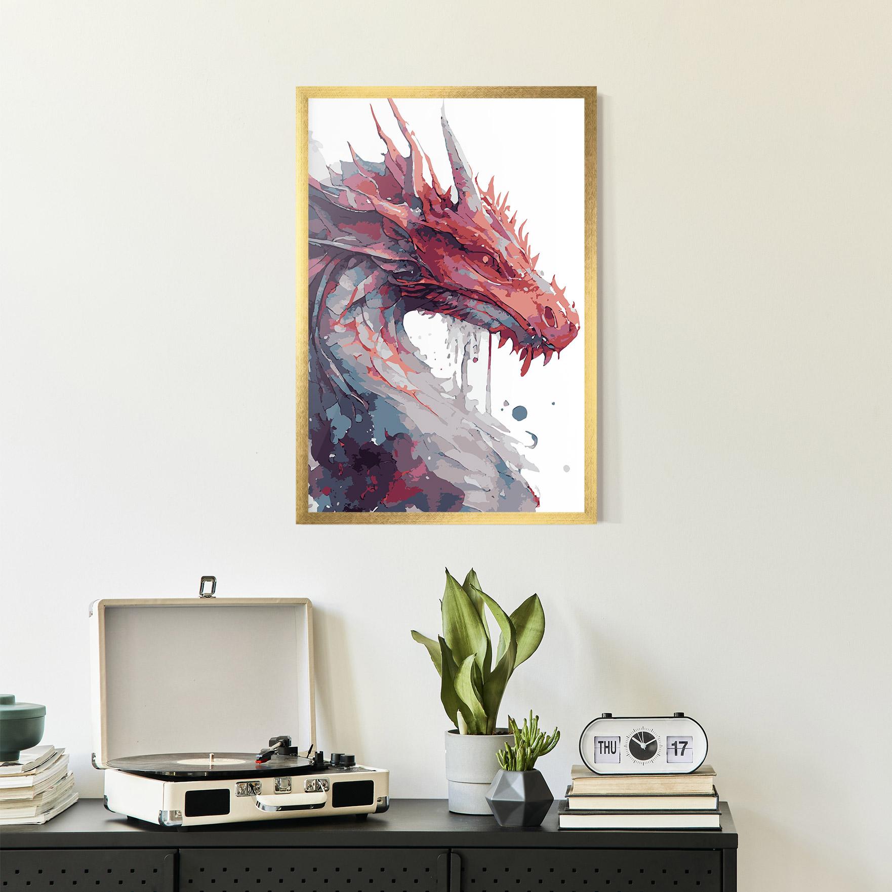 Gerahmte Poster Red Blue Dragon mockup 2