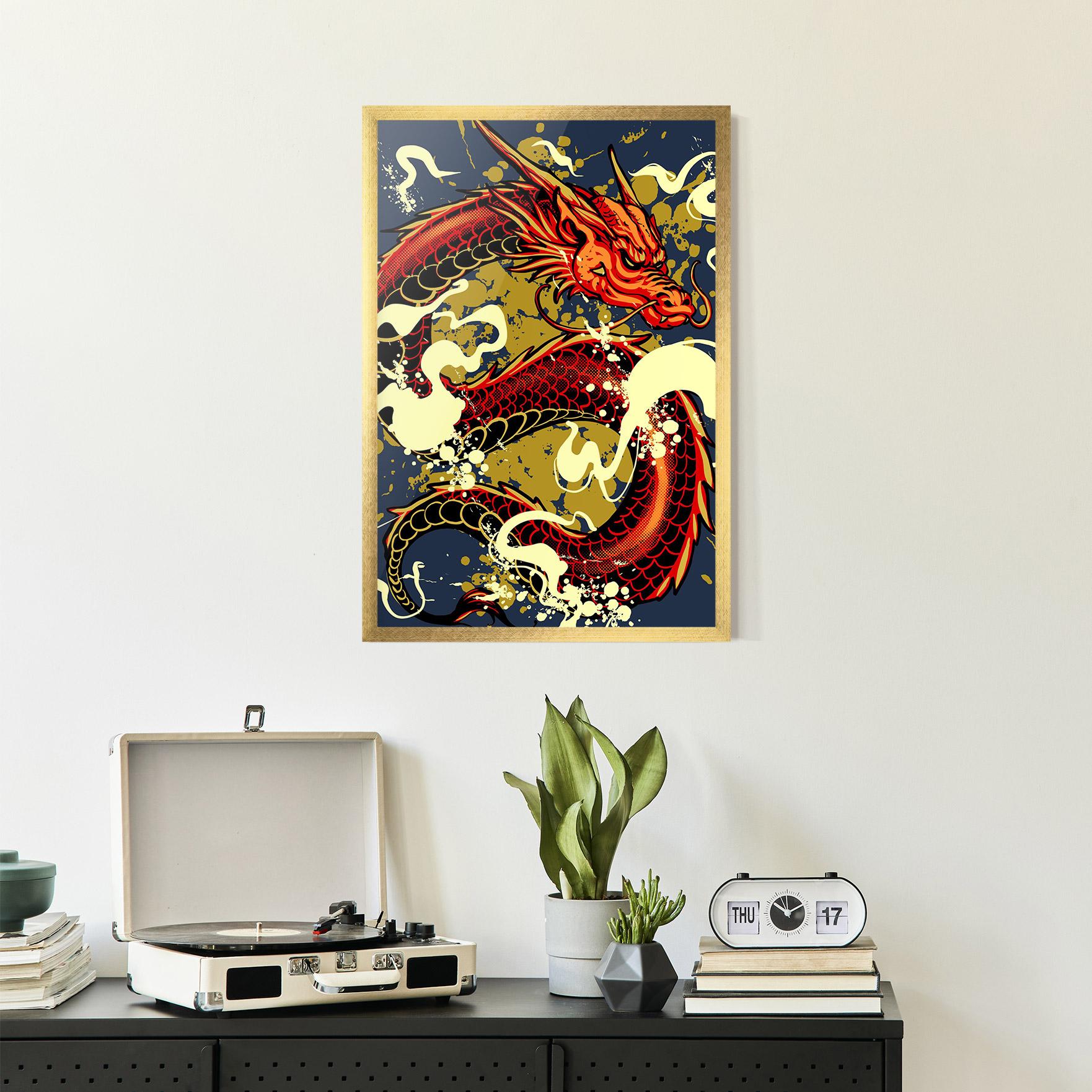 Gerahmte Poster Red Cream Dragon mockup 2