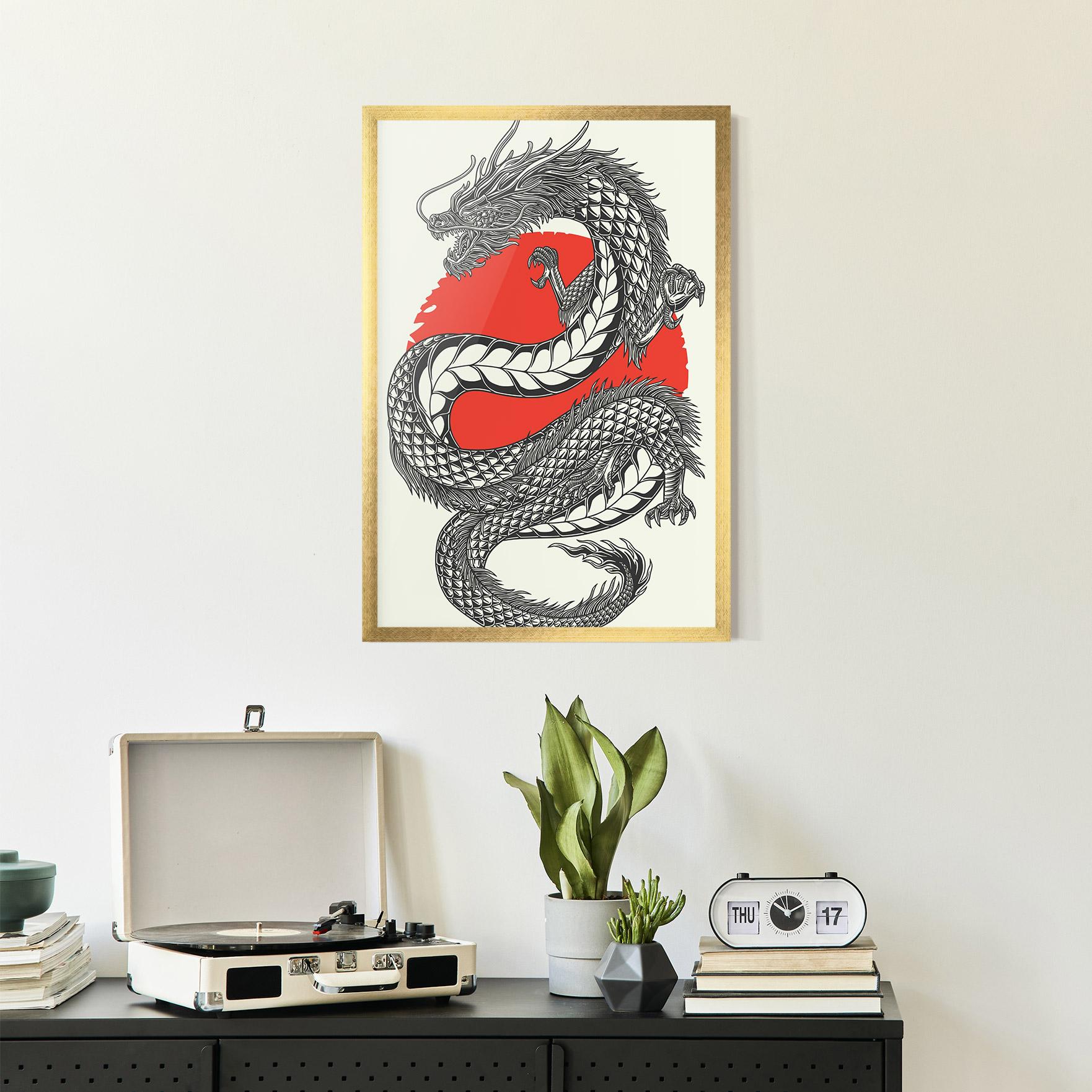 Gerahmte Poster Red Moon Dragon mockup 2
