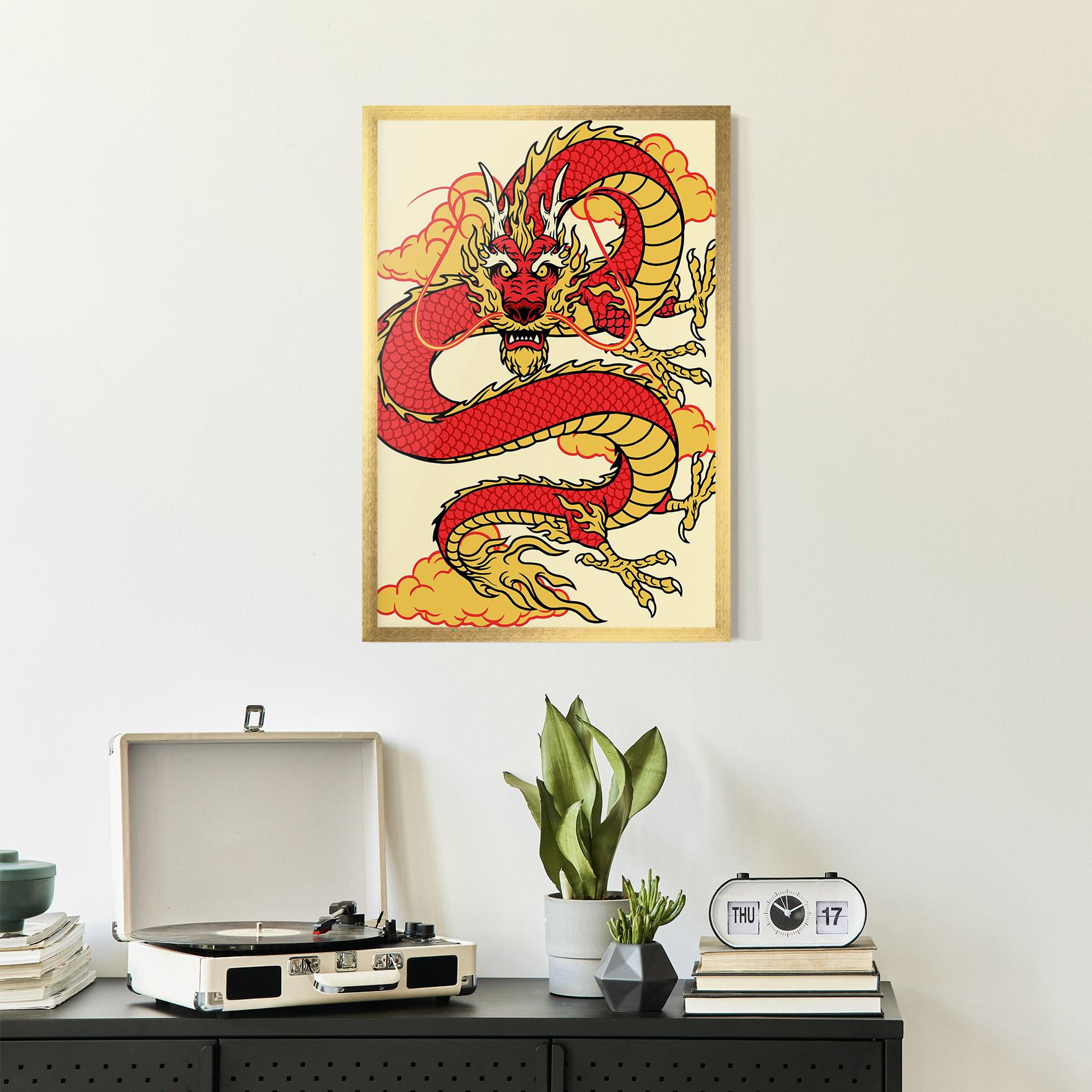 Gerahmte Poster Red Yellow Dragon mockup 2