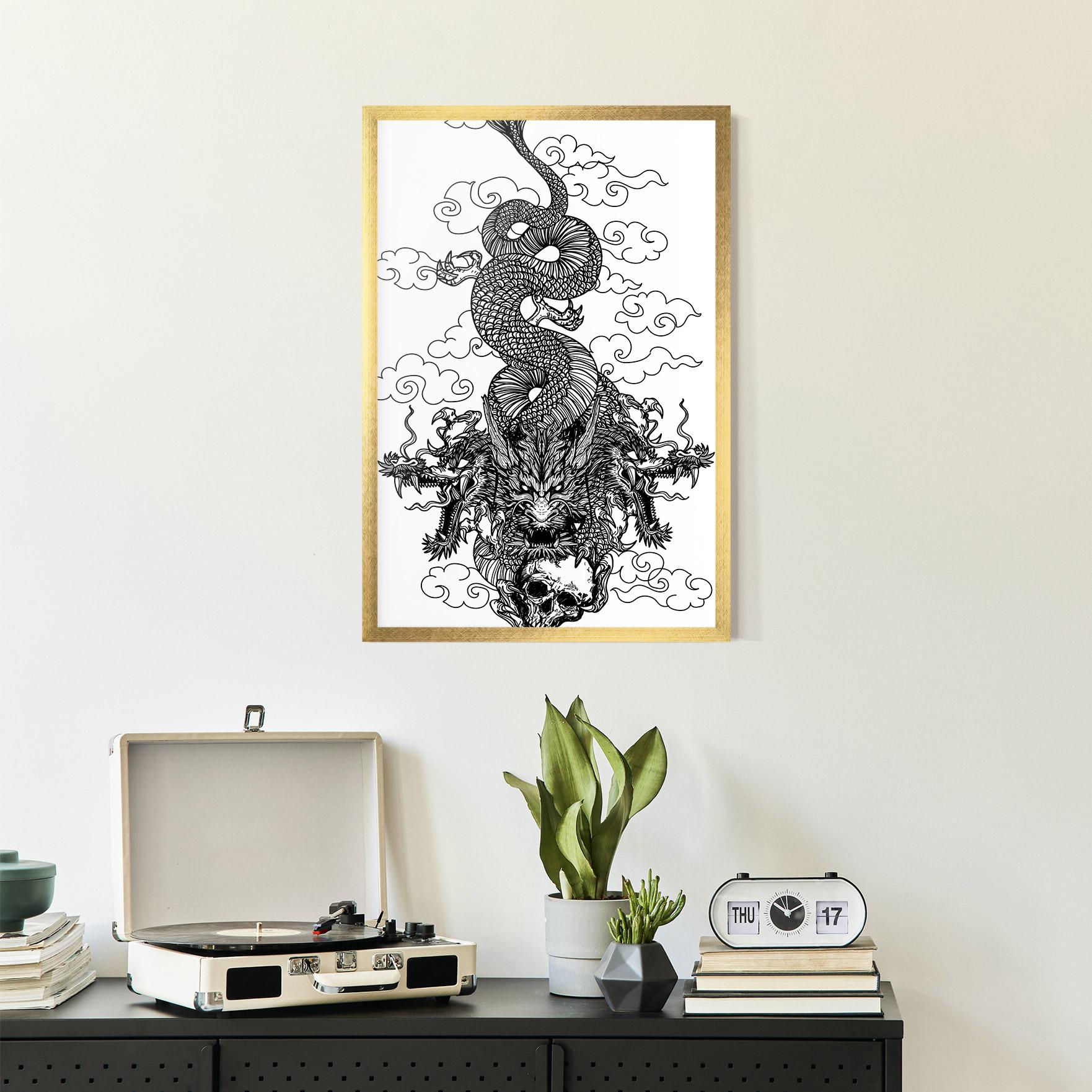 Gerahmte Poster Skull Dragon mockup 2