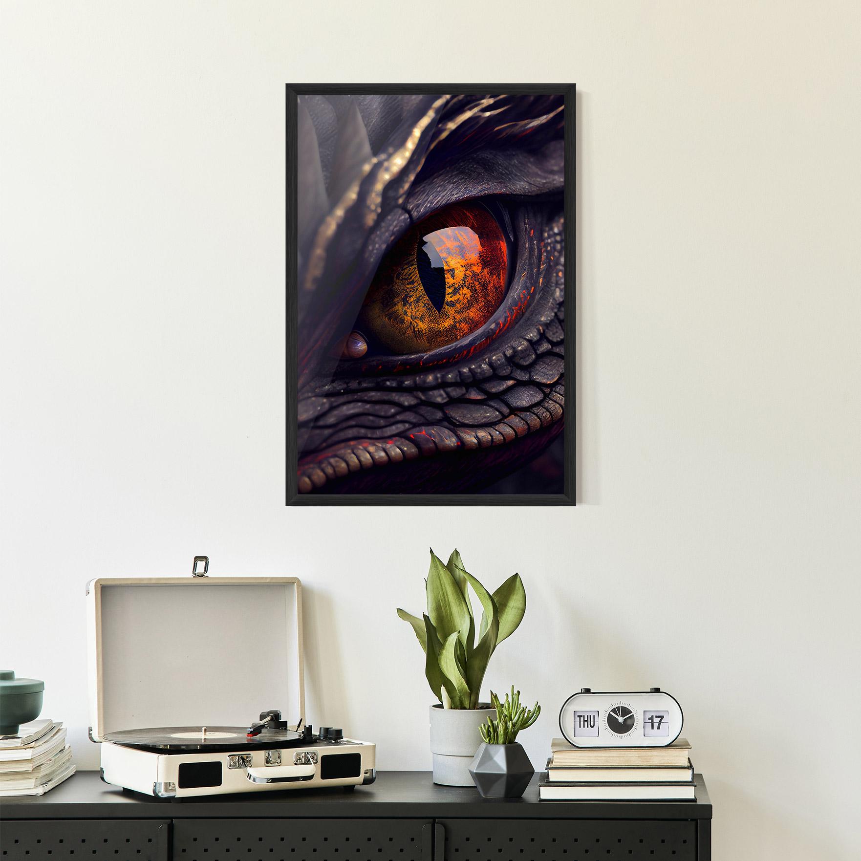 Gerahmte Poster Close Up Red Eye Dragon mockup 2