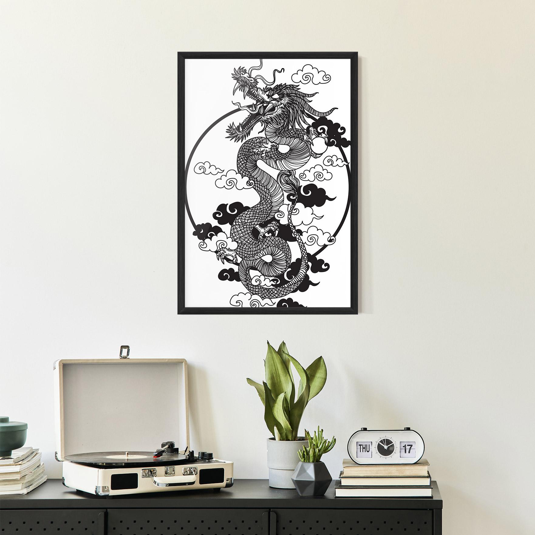 Gerahmte Poster Dragon Circle 01 mockup 2
