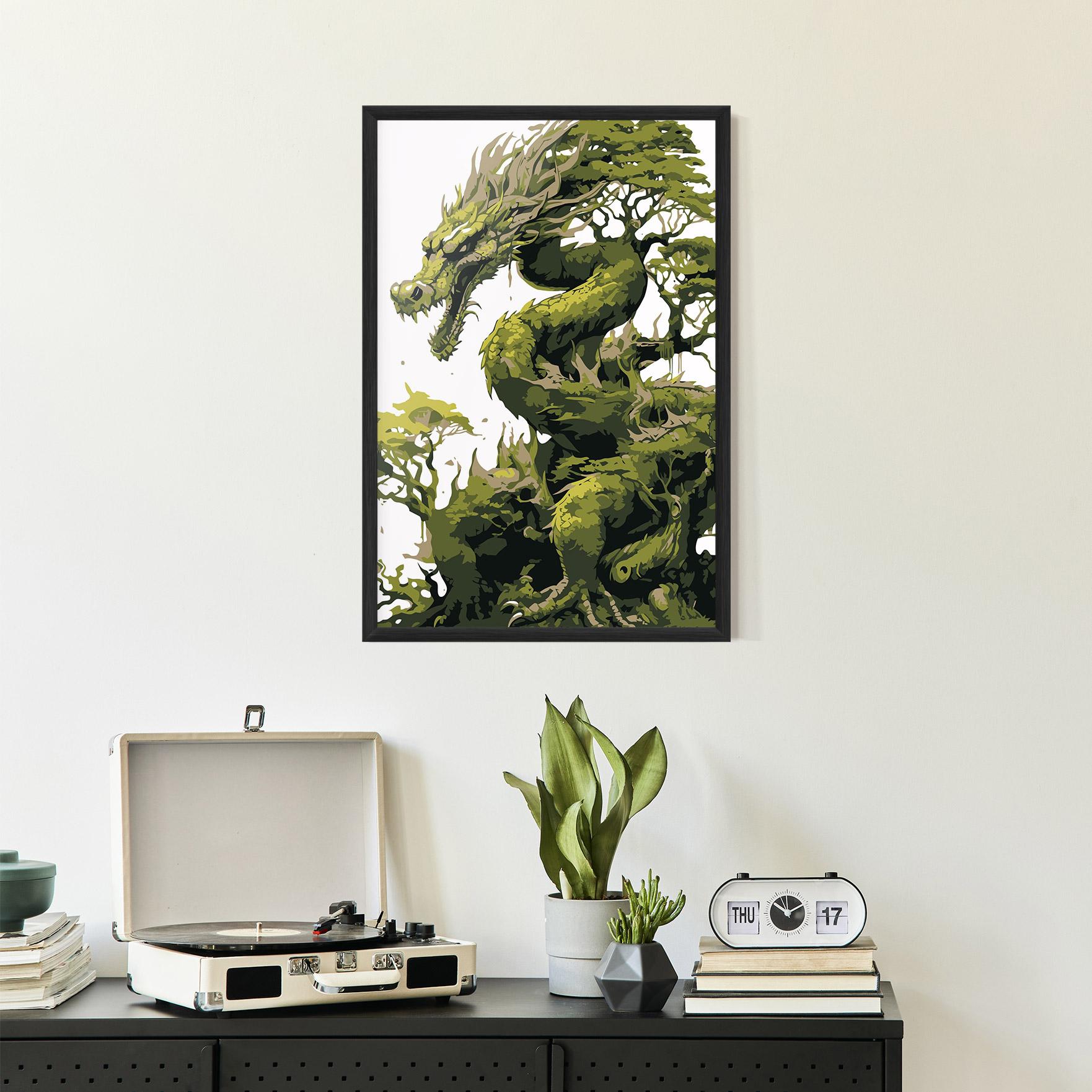 Gerahmte Poster Green Nature Dragon mockup 2