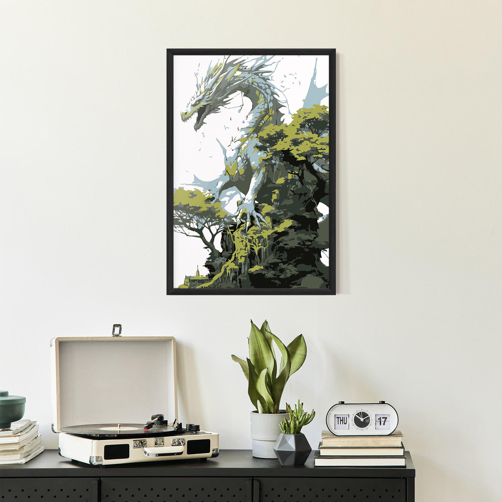 Gerahmte Poster Grey Nature Dragon mockup 2