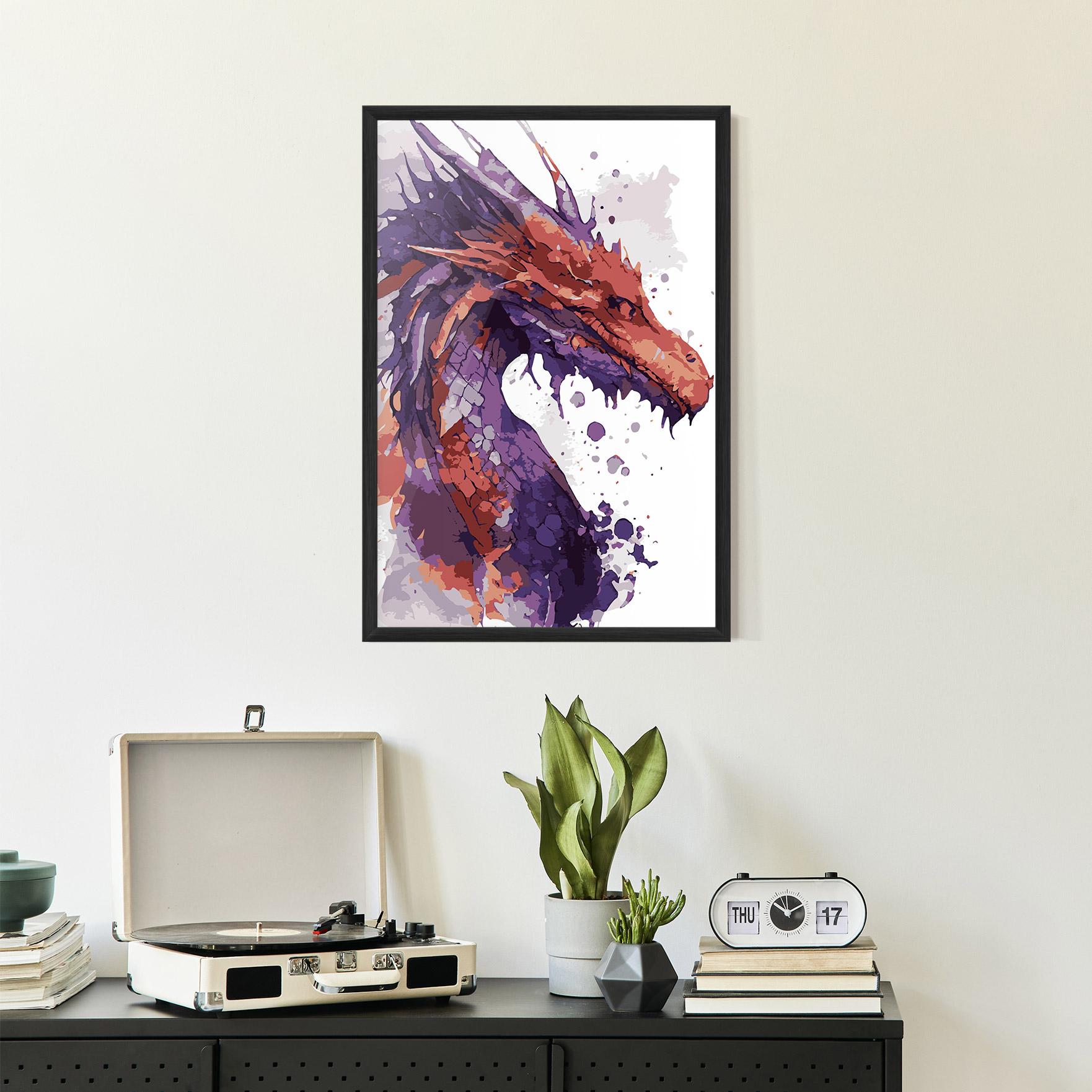 Gerahmte Poster Orange Purple Dragon mockup 2
