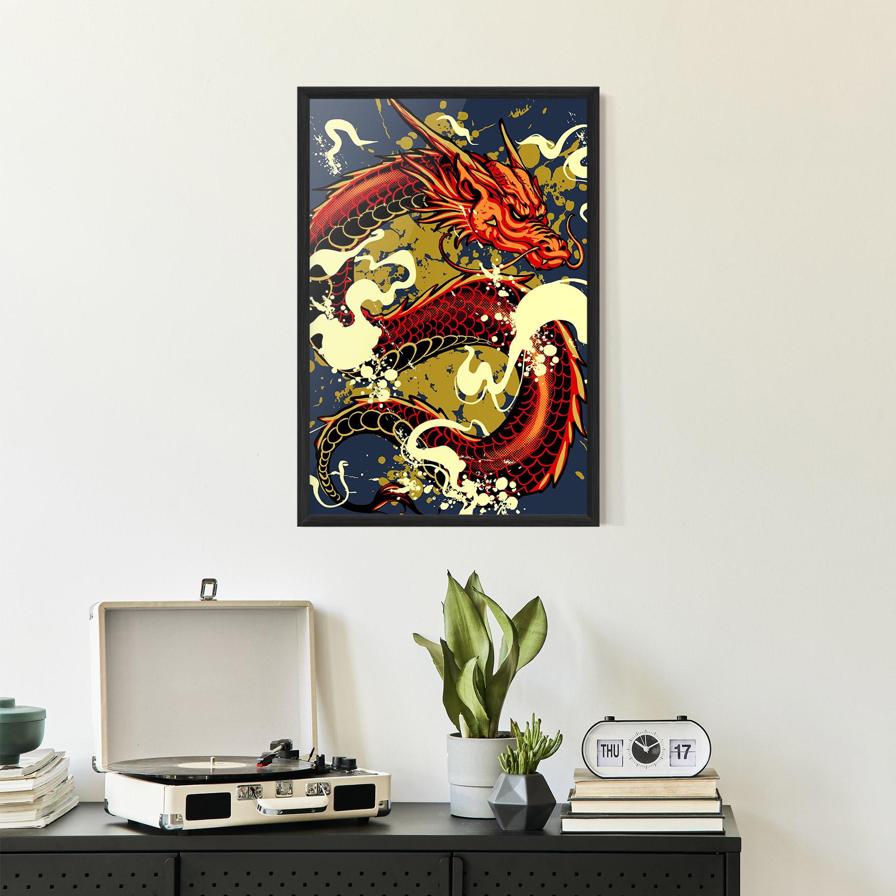 Gerahmte Poster Red Cream Dragon mockup 2
