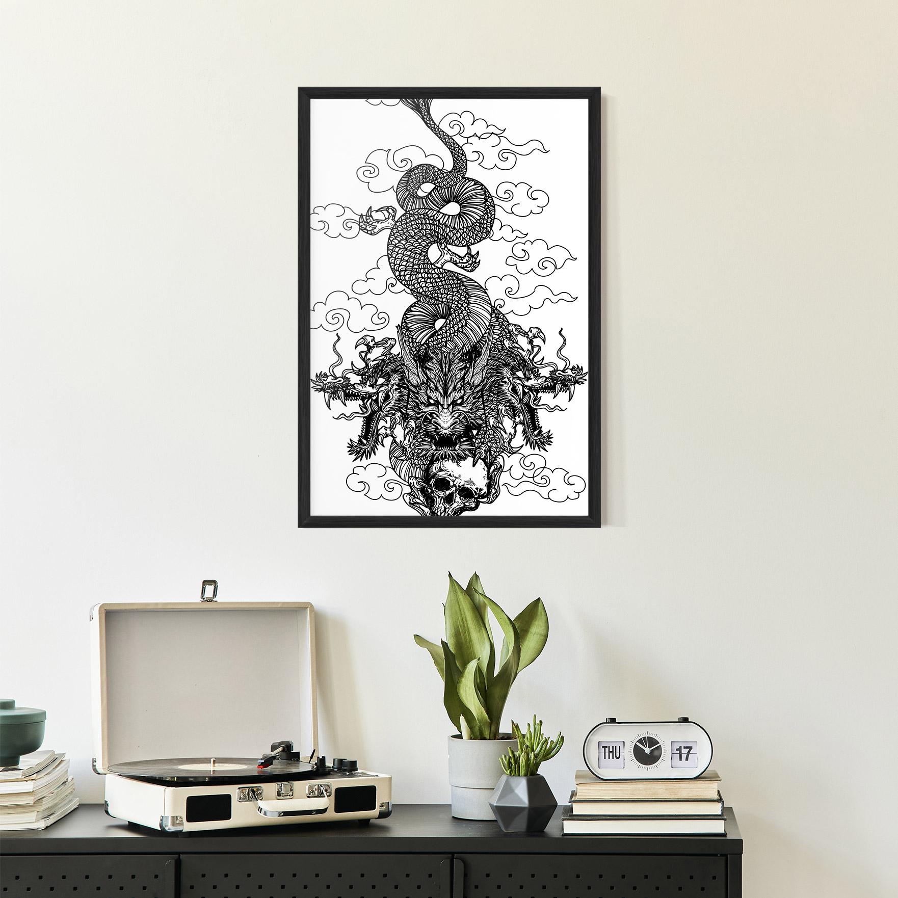 Gerahmte Poster Skull Dragon mockup 2