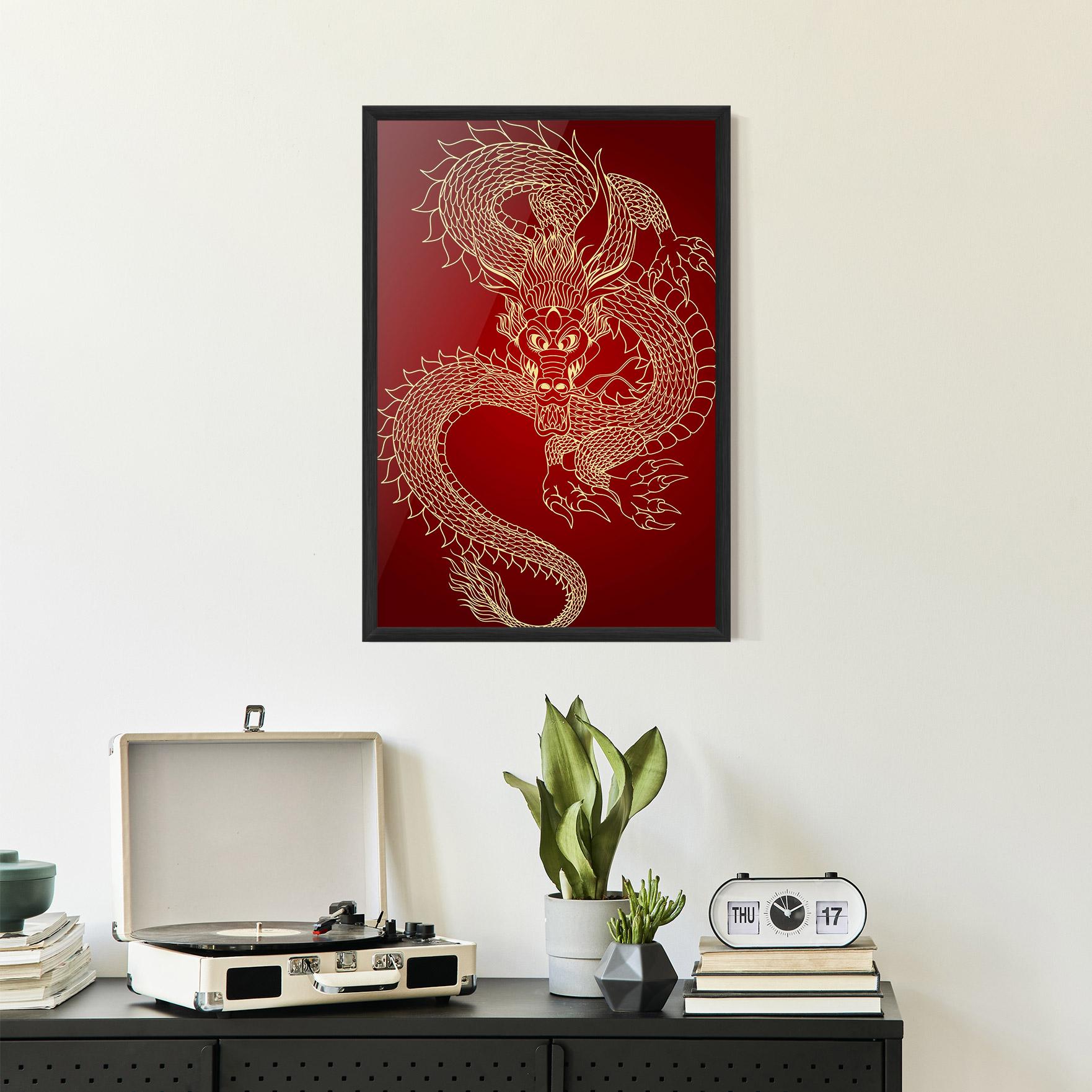 Gerahmte Poster Traditional Dragon mockup 2
