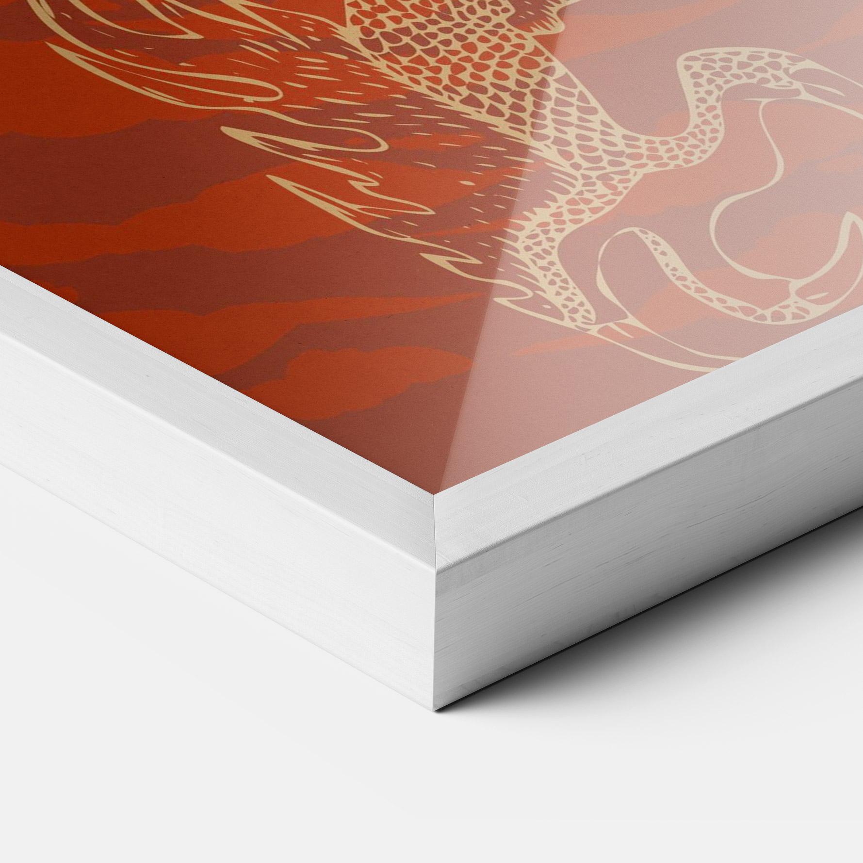 Gerahmte Poster Chinese Dragon Red mockup 3