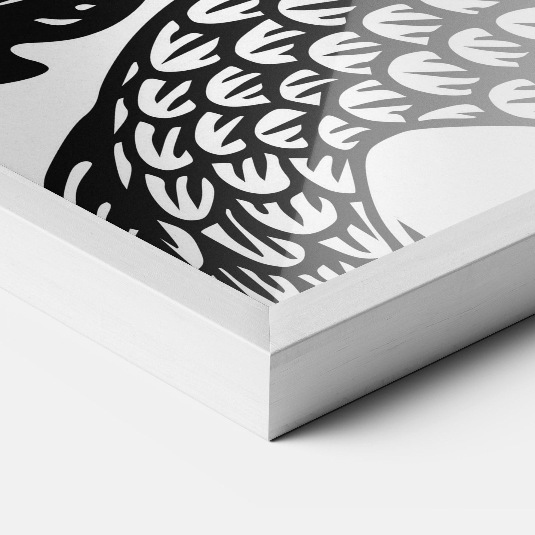 Gerahmte Poster Dragon Black Line mockup 3