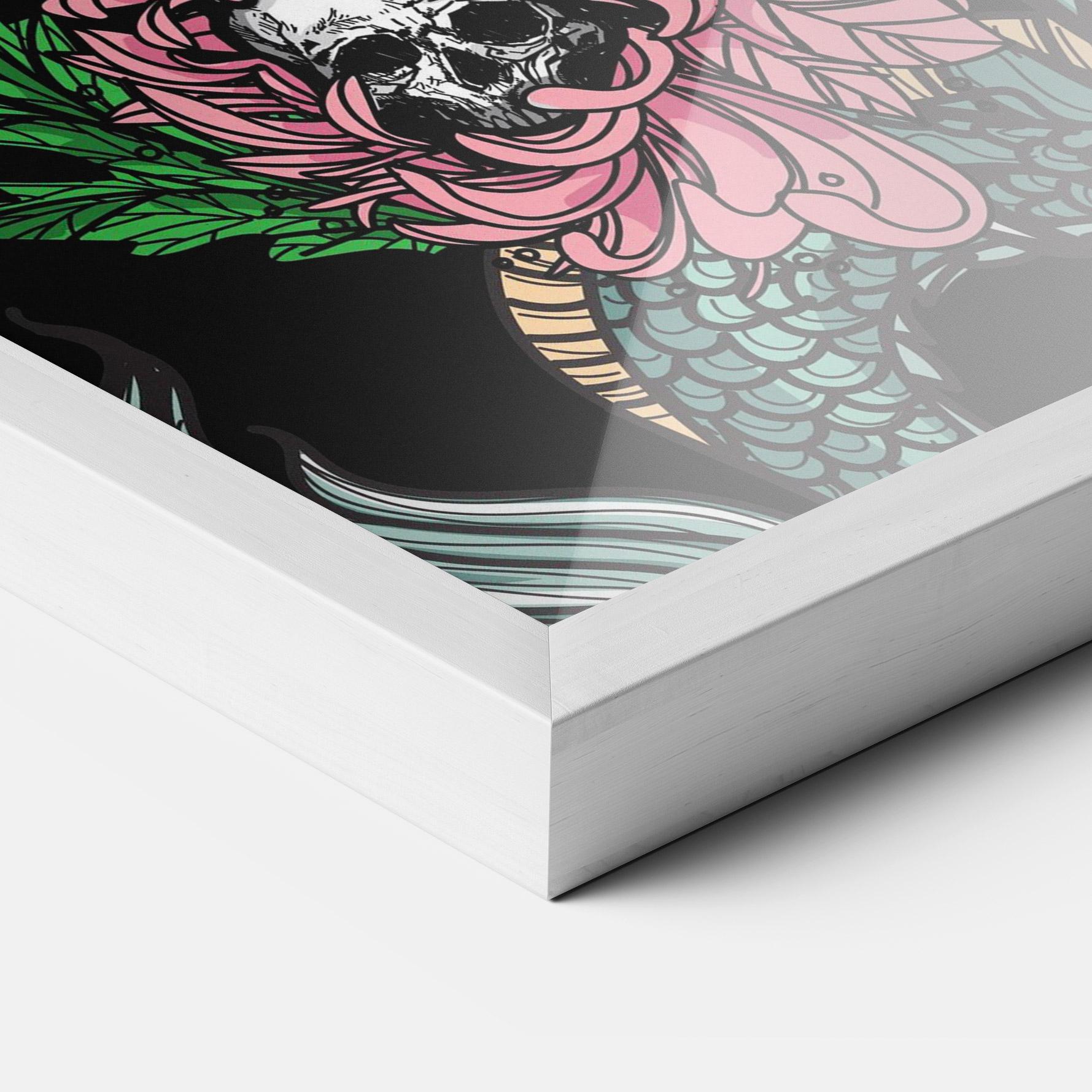 Gerahmte Poster Flower Skull Dragon mockup 3