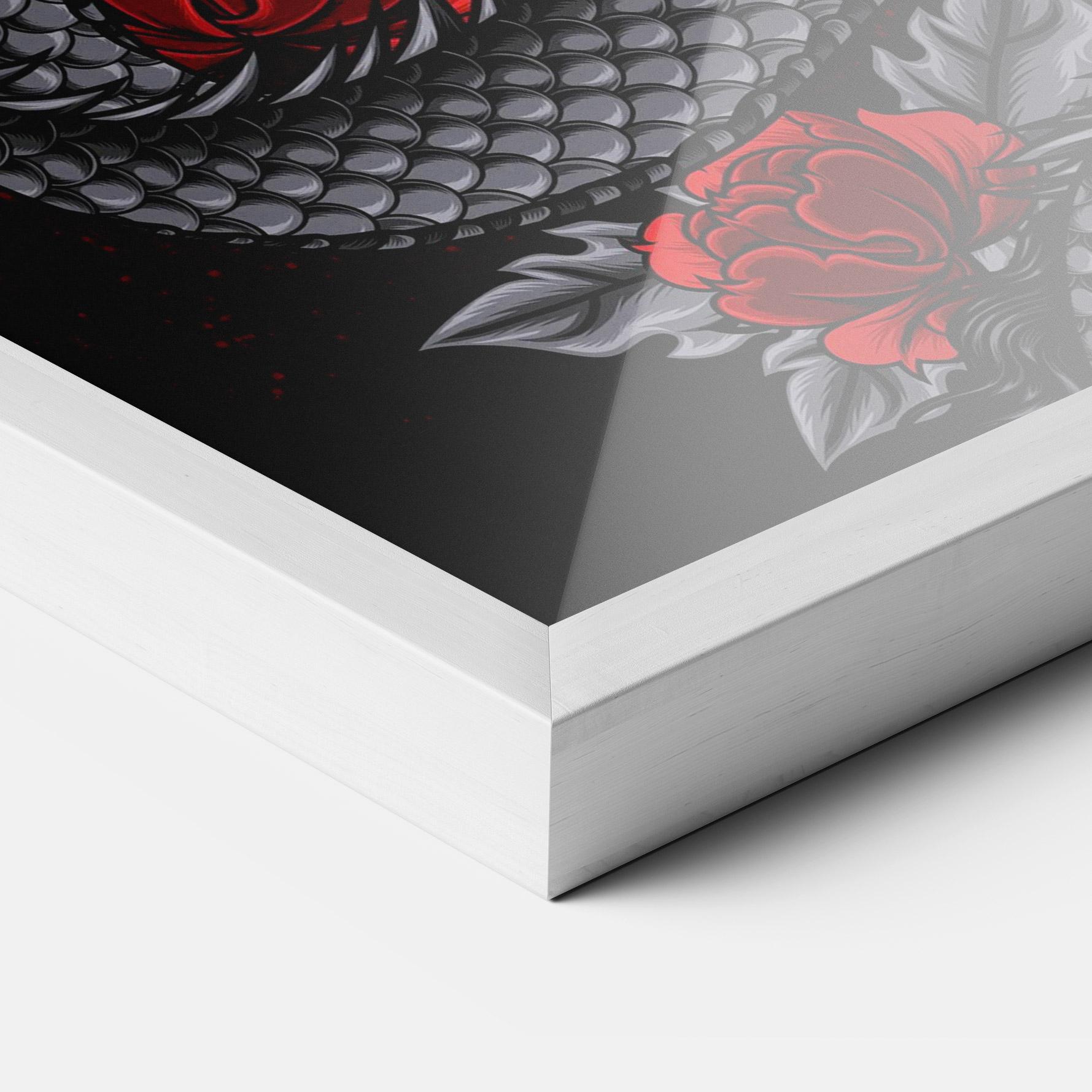 Gerahmte Poster Red Flower Dragon mockup 3