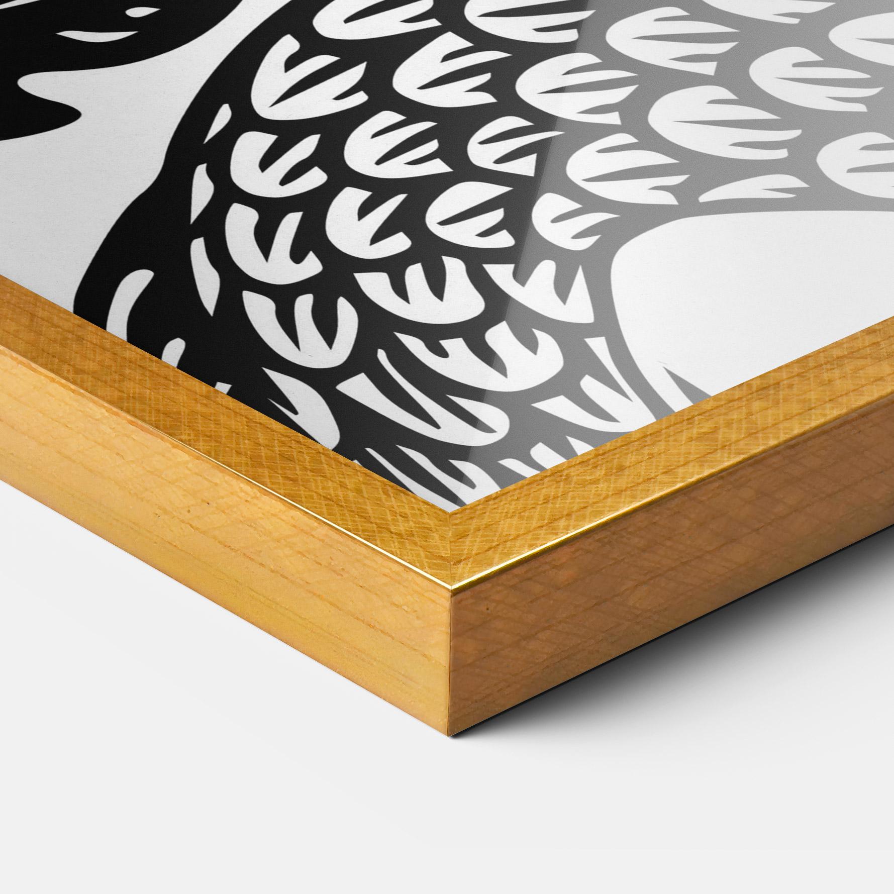 Gerahmte Poster Dragon Black Line mockup 3