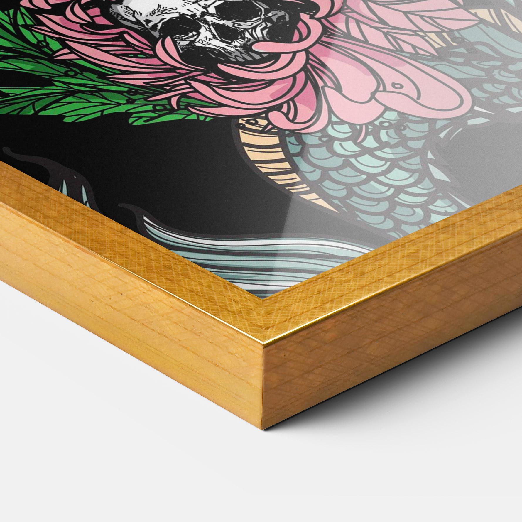 Gerahmte Poster Flower Skull Dragon mockup 3