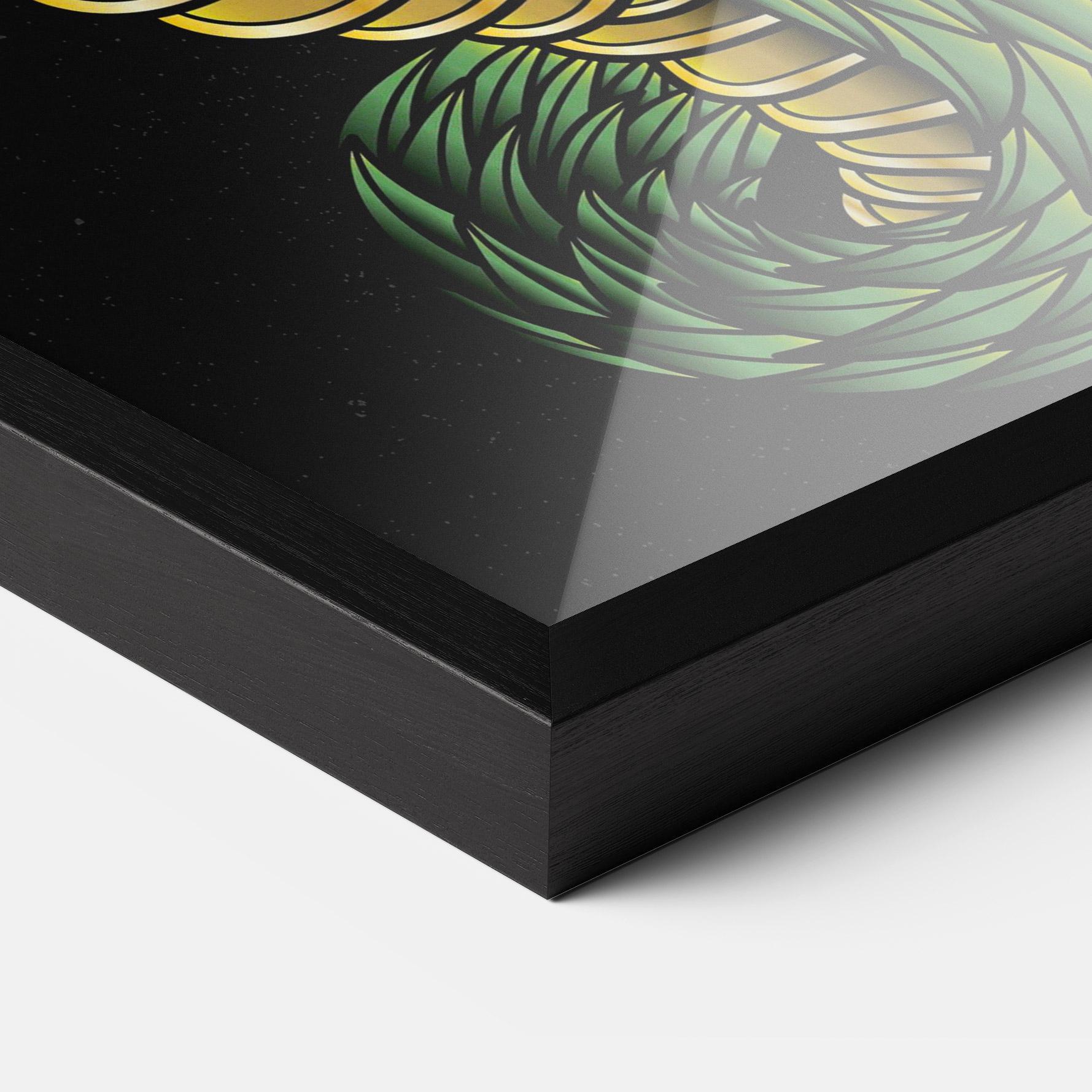 Gerahmte Poster Green Yellow Dragon mockup 3